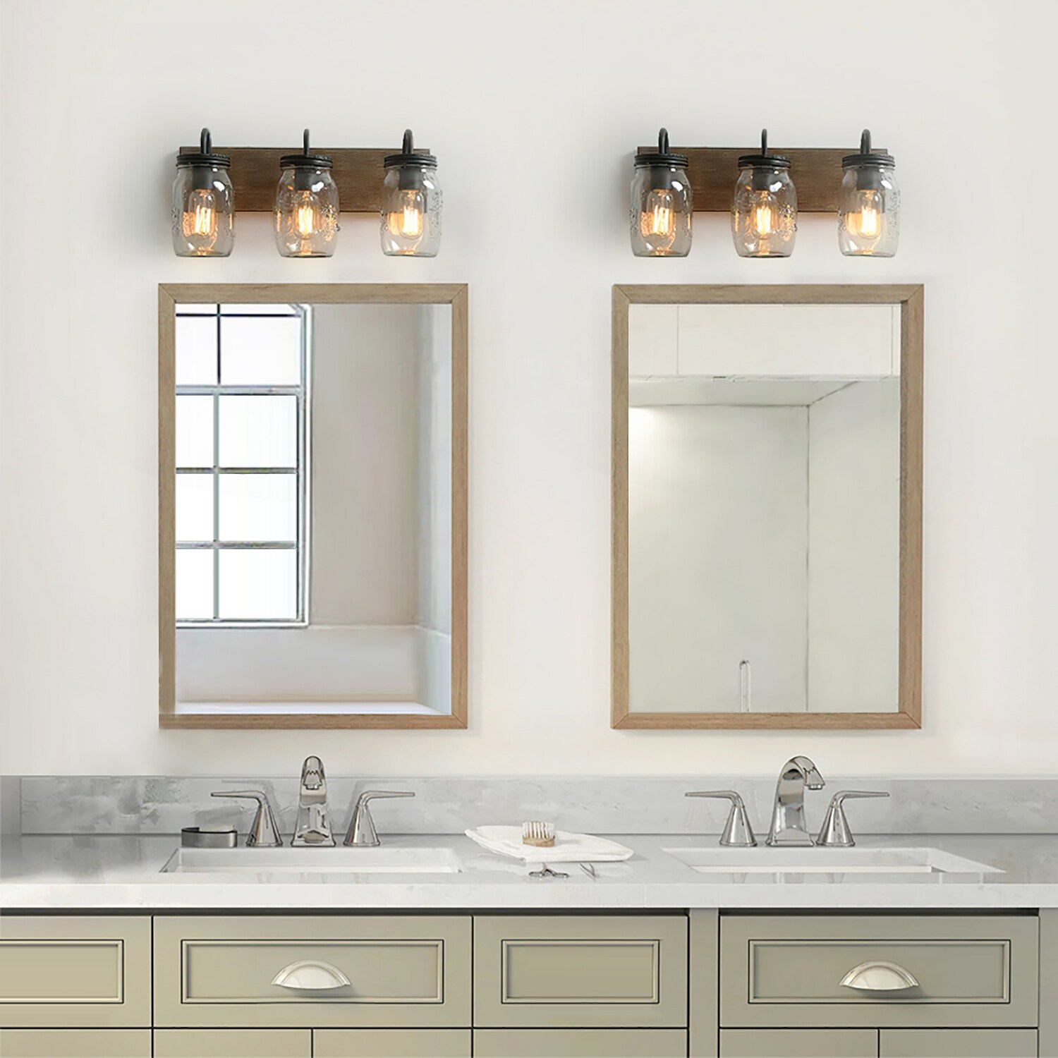 HUOKU VOTOS 18-in 3-Light Black Led Farmhouse Vanity Light in the ...