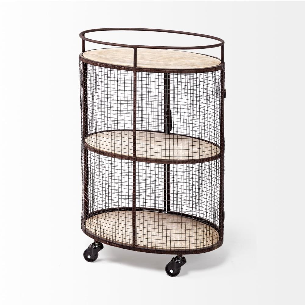 Mercana Black Metal Base with Wood Top Rolling Kitchen Cart (13.3-in x 20.3-in x 31.5-in)