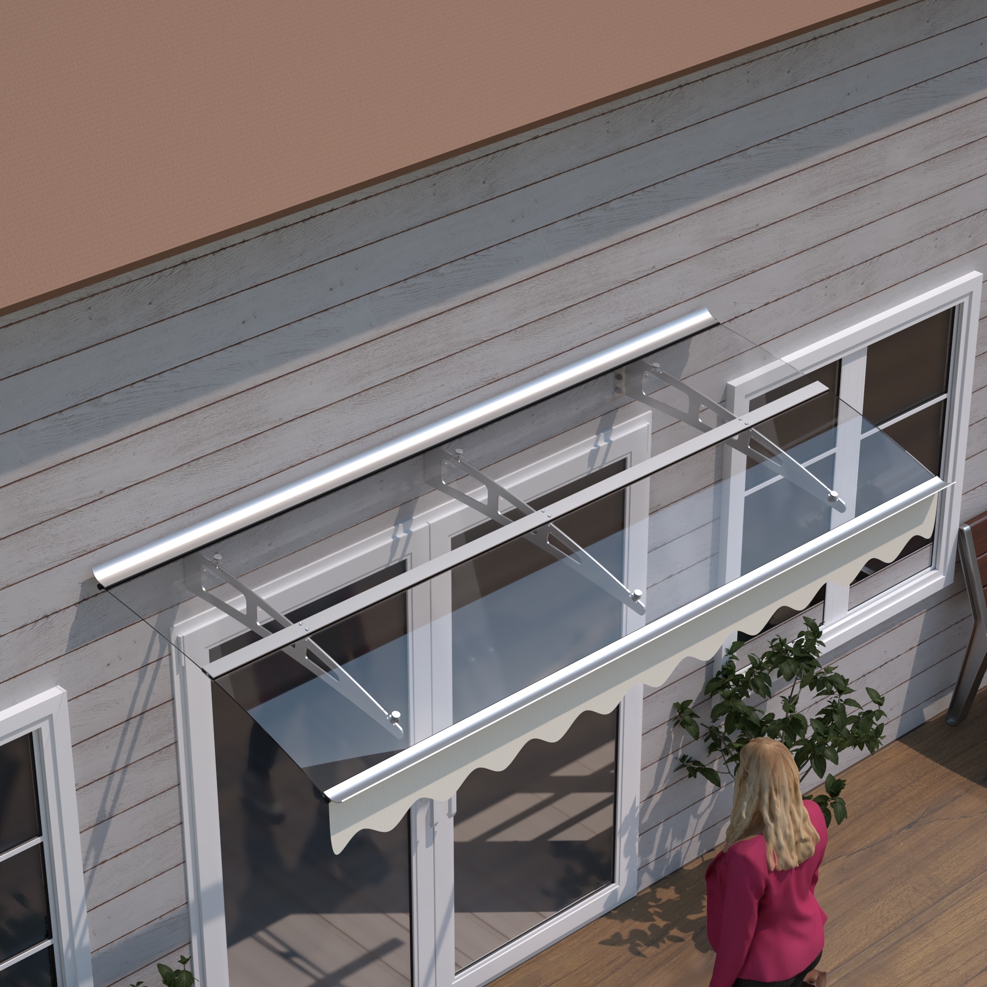 Tatayosi P-DJ-P179828 Clear Deep Door Window Awning Canopy with Valance for Wooden Wall House