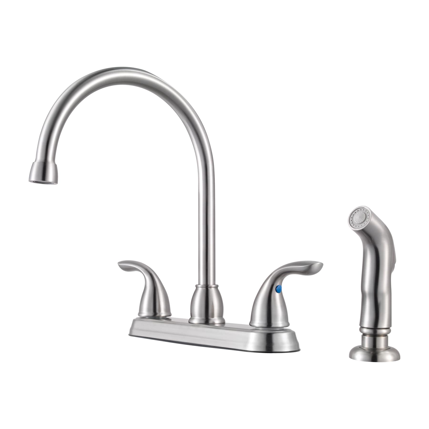 Pfister G136-500S Pfirst Stainless steel Double Handle Deck-mount Kitchen Faucet (Includes Deck Plate) (Includes Side Sprayer)