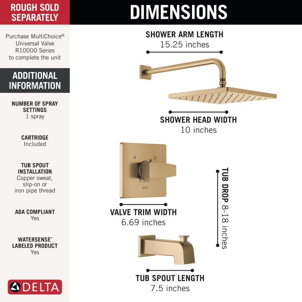 Delta T14468-CZ-PP Tub-Shower-Faucets - View #3