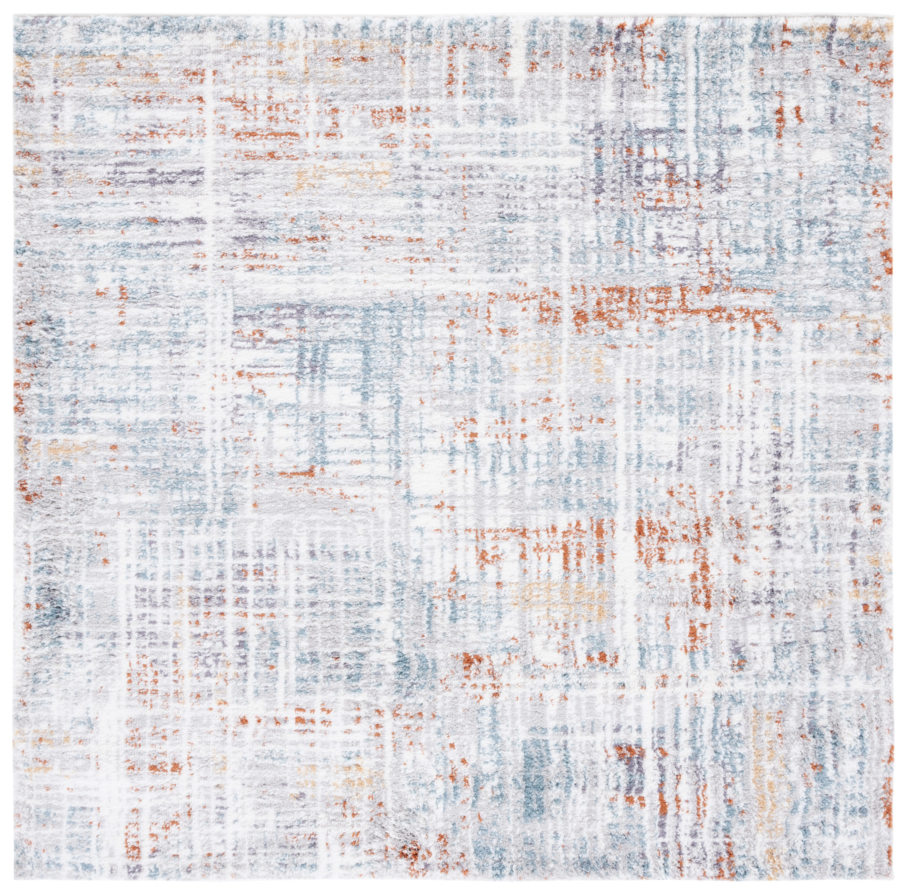 Berber Shag 569A Blue Rust/Ivory 7 X 7 Area Rug