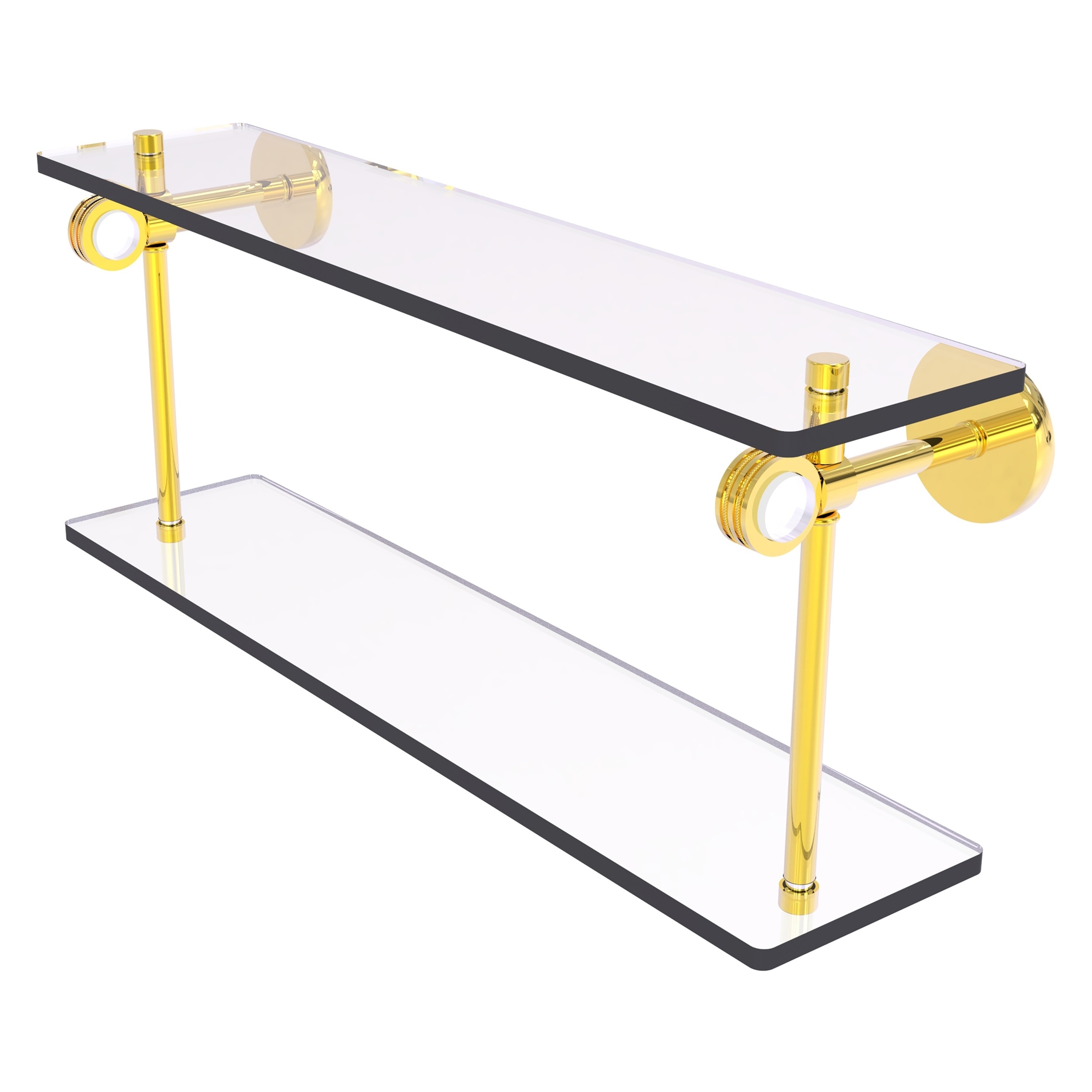 Allied Brass CV-2D-22-PB Clearview Polished Brass 2 -Tier Wall mount Bathroom Shelf ( 22-in x 9.2-in x 5-in )