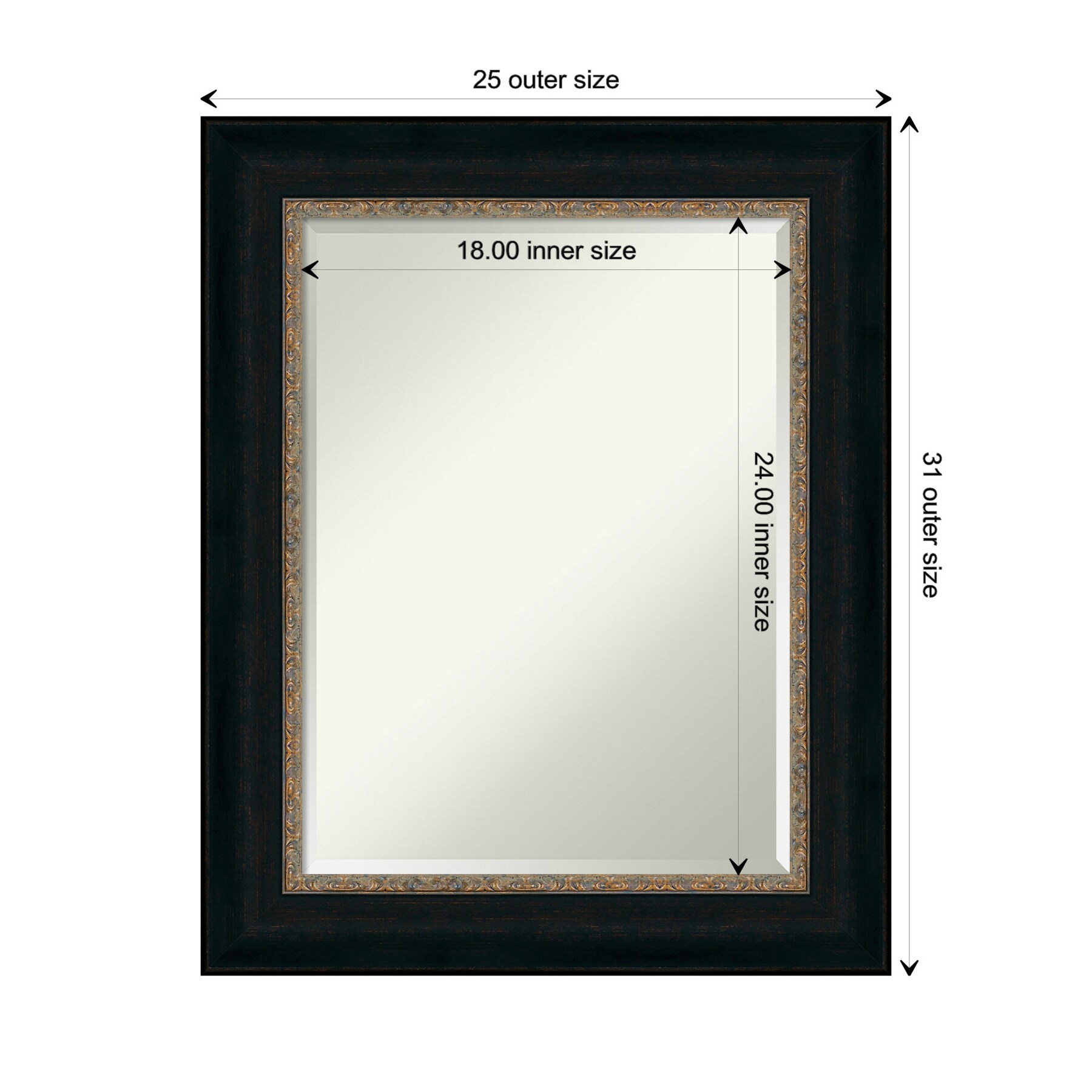 Medium Rectangular Bronze and Gold Bathroom Vanity Mirror