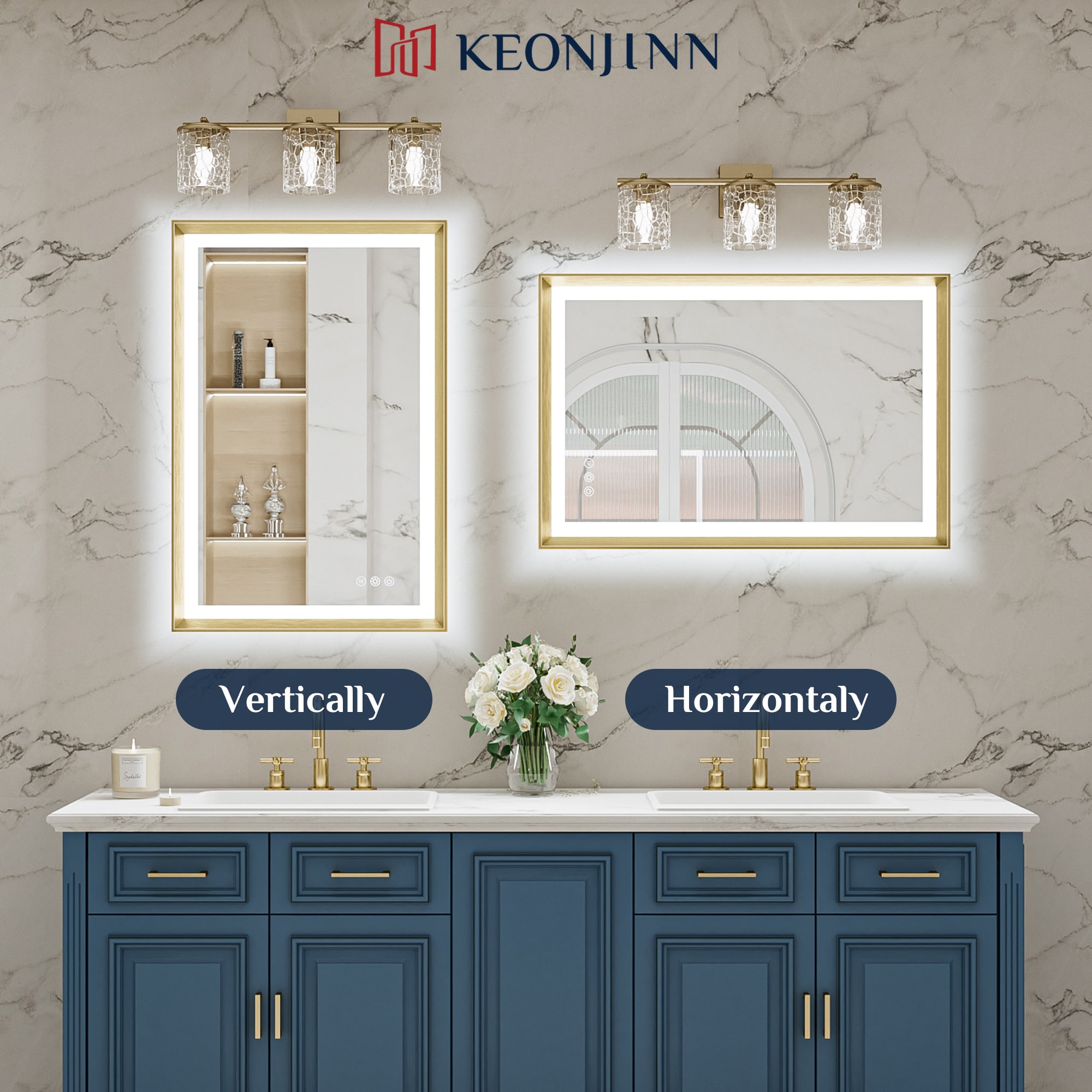 Keonjinn LW-ZBGSSW-10161GD Framed-Bath-Mirrors - View #9