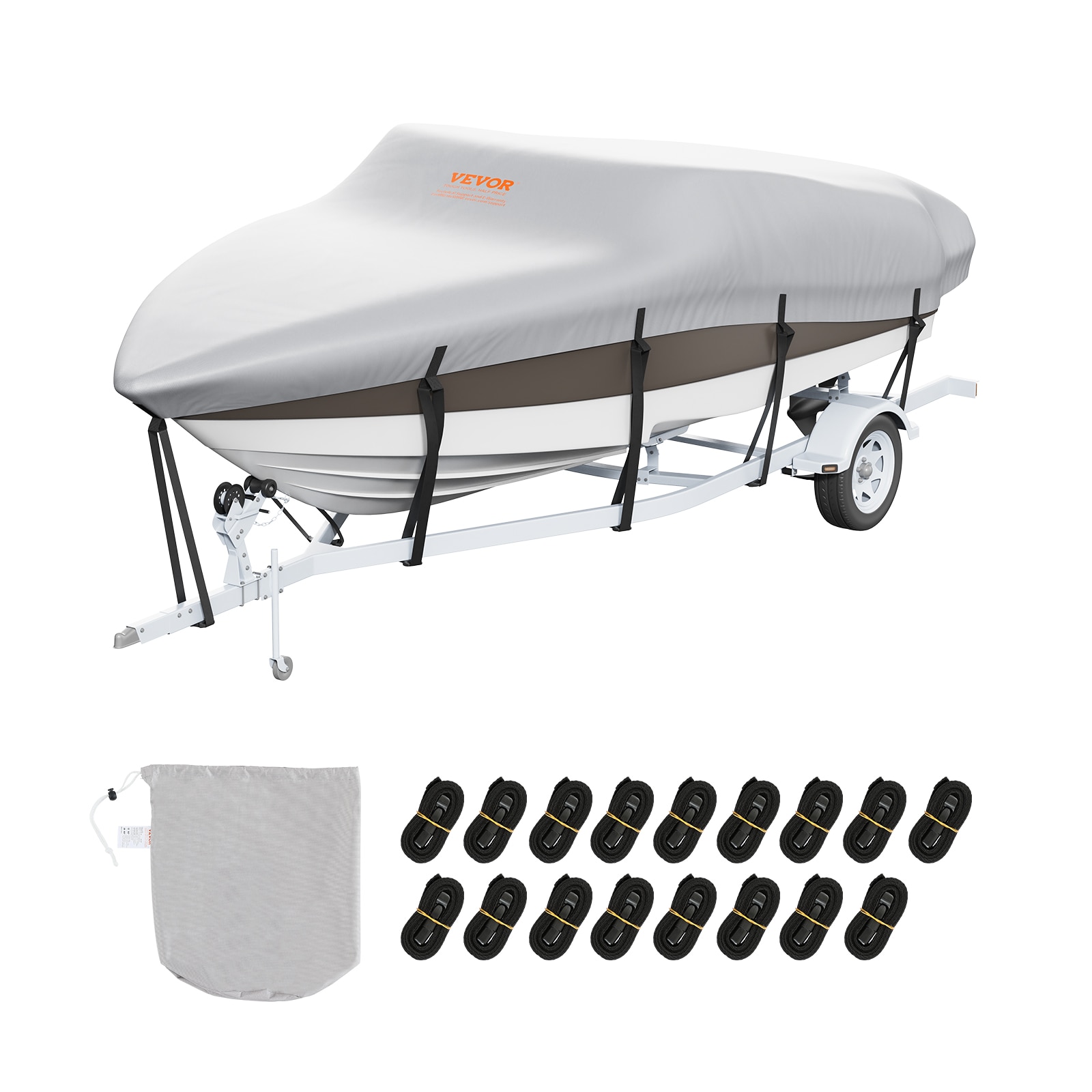 VEVOR TYCZ600D2324S51Q4V0 23-24 Ft Gray 600d Oxford Fabric Boat Cover