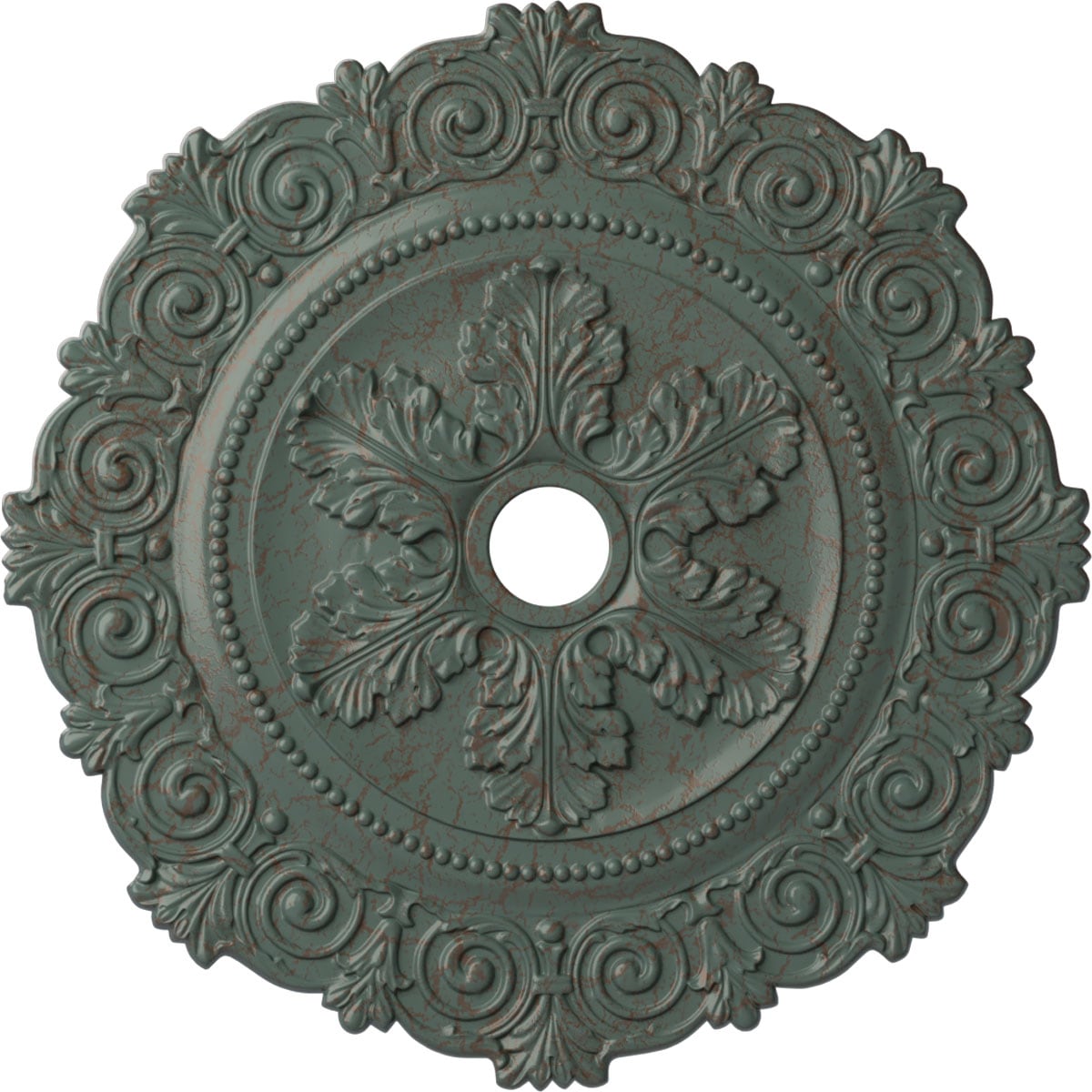 Ekena Millwork CM33SCCBC Scroll 33.25-in W x 33.25-in L Painted Cloud Burst Crackle Polyurethane Whole Ceiling Medallion