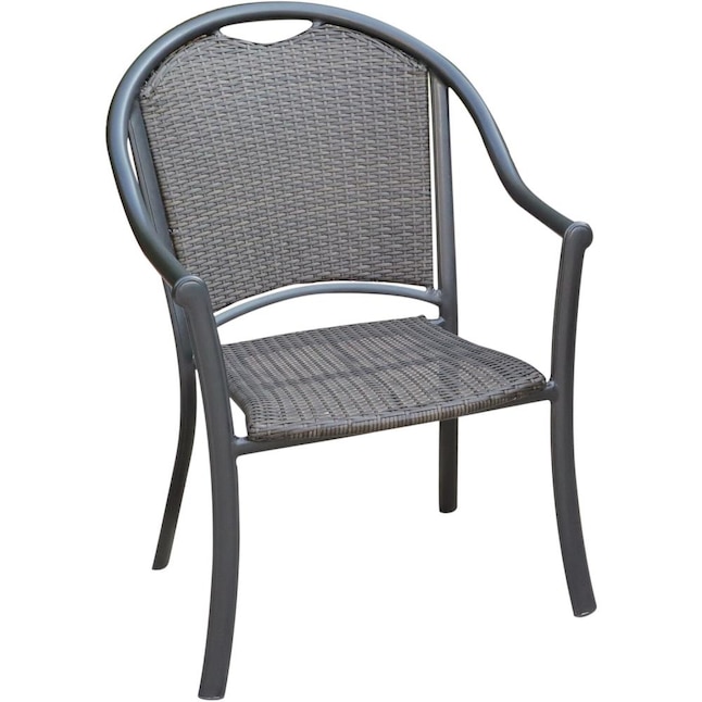 Gray Woven Seat In The Patio Chairs, Grey Metal Outdoor Dining Chairs