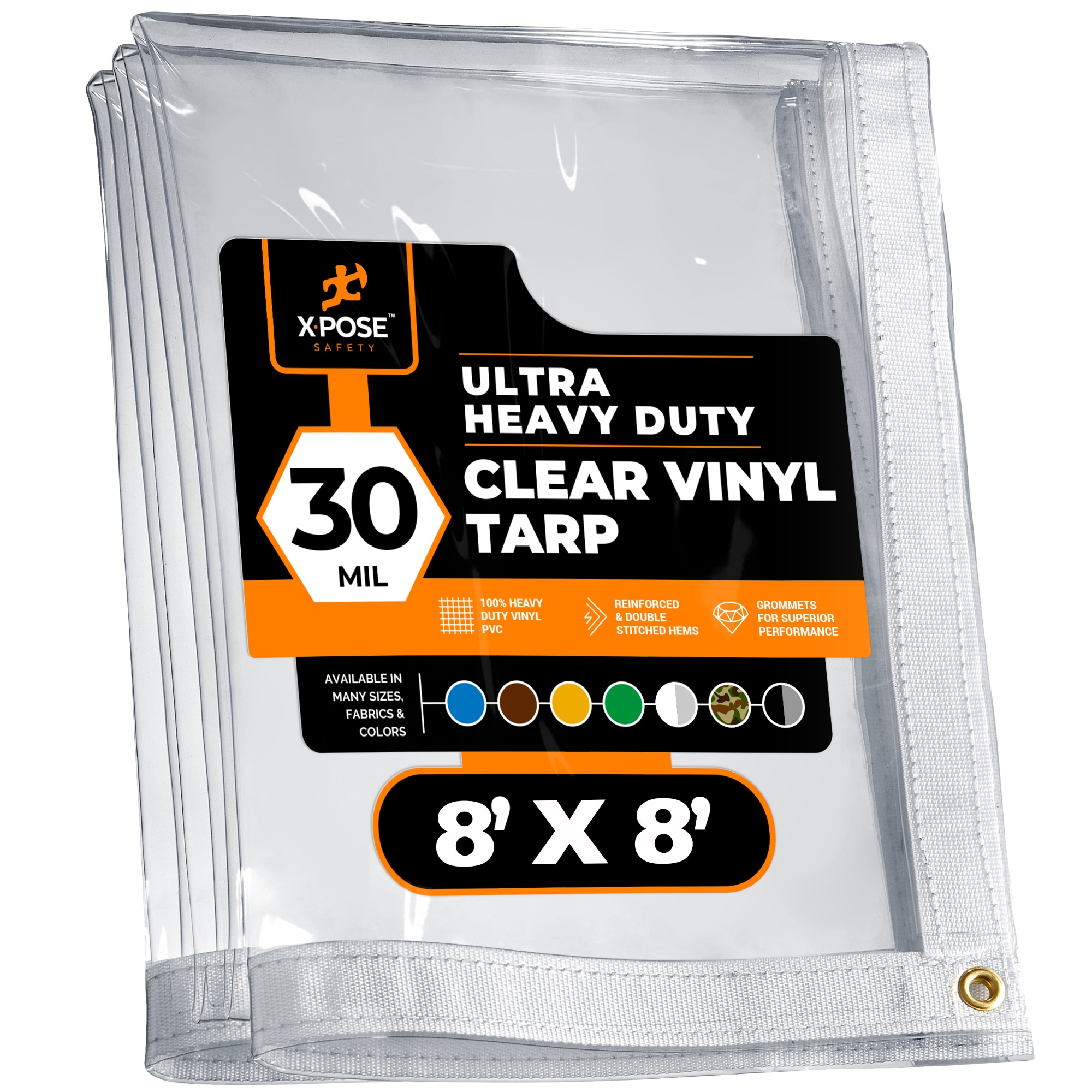 XPOSE SAFETY CVT30-88-X-S 8-ft x 8-ft White Waterproof Commercial Vinyl 30-mil Tarp
