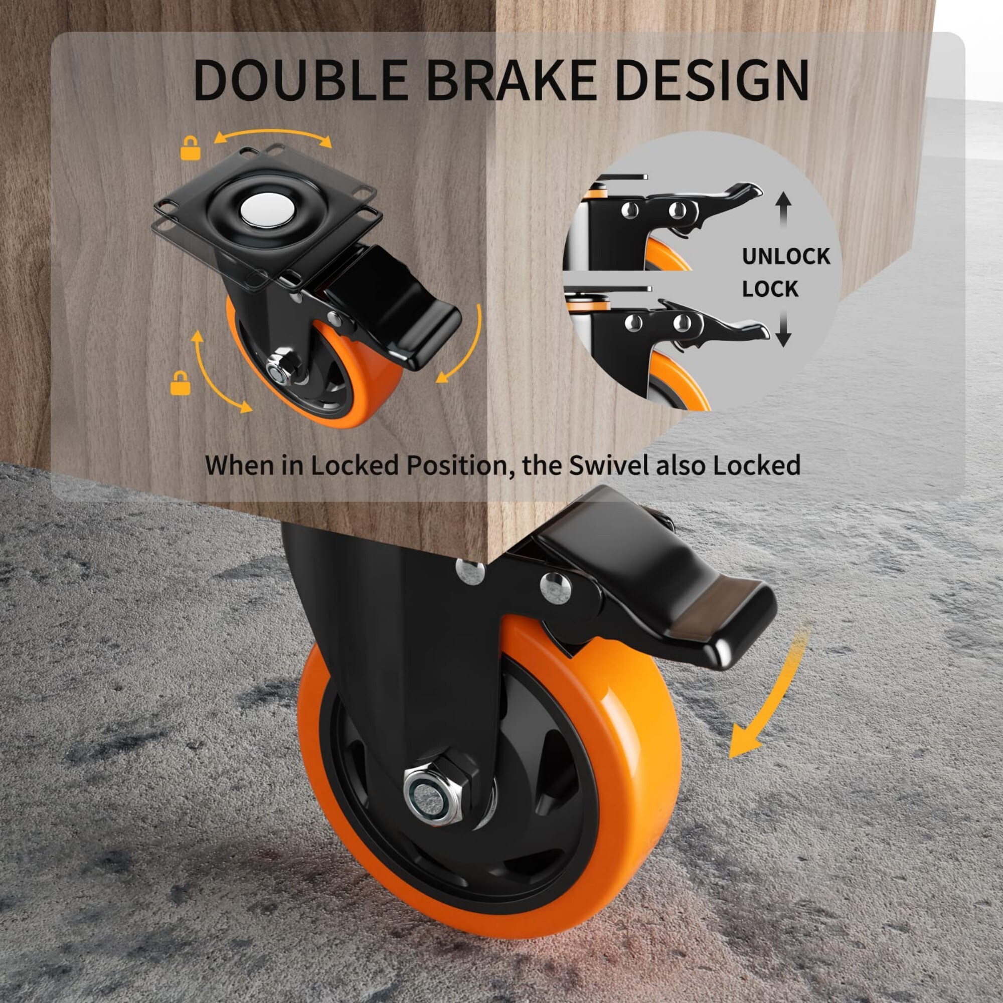Wudkey L4-PM3D5U casters - View #3