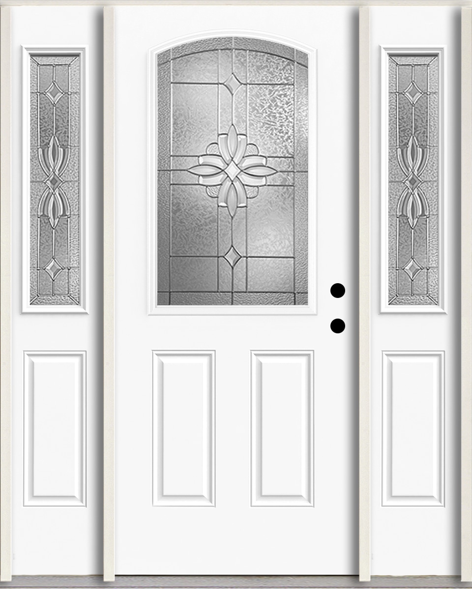 RELIABILT LO964292 Laurel 60-in x 80-in x 4-5/8-in Fiberglass Half lite Left-hand inswing Modern White Paint Painted Prehung Front Door with Sidelights Insulating core