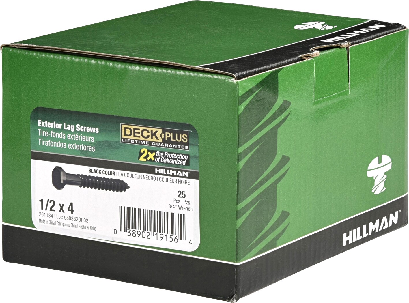 Deck Plus 1/2-in x 4-in Black Epoxy Hex -Head Exterior Lag screws