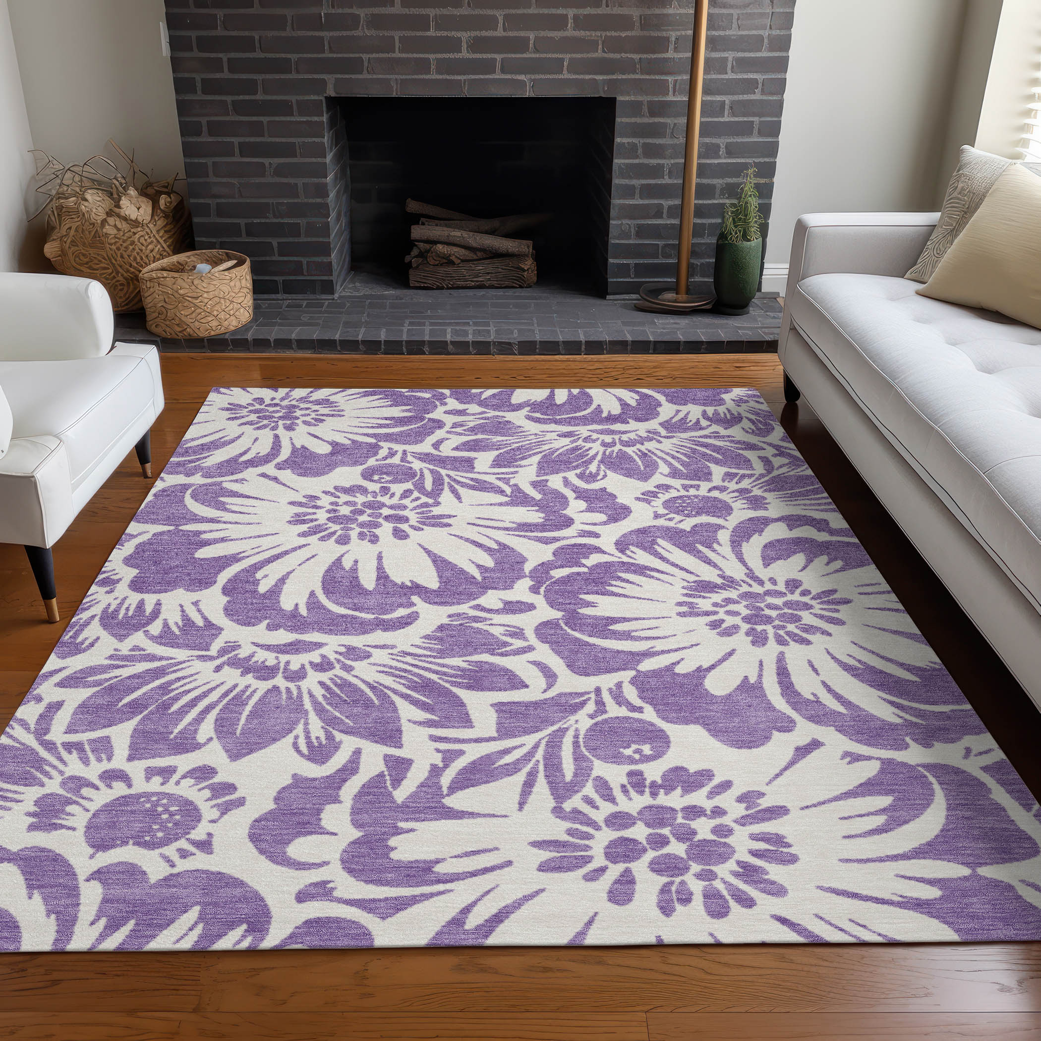 Addison Rugs ACN551PP3X5 Chantille ACN551PP 3 x 5 (ft) Polyester Purple Rectangular Indoor/Outdoor Stripe Farmhouse/Cottage Machine washable Area rug