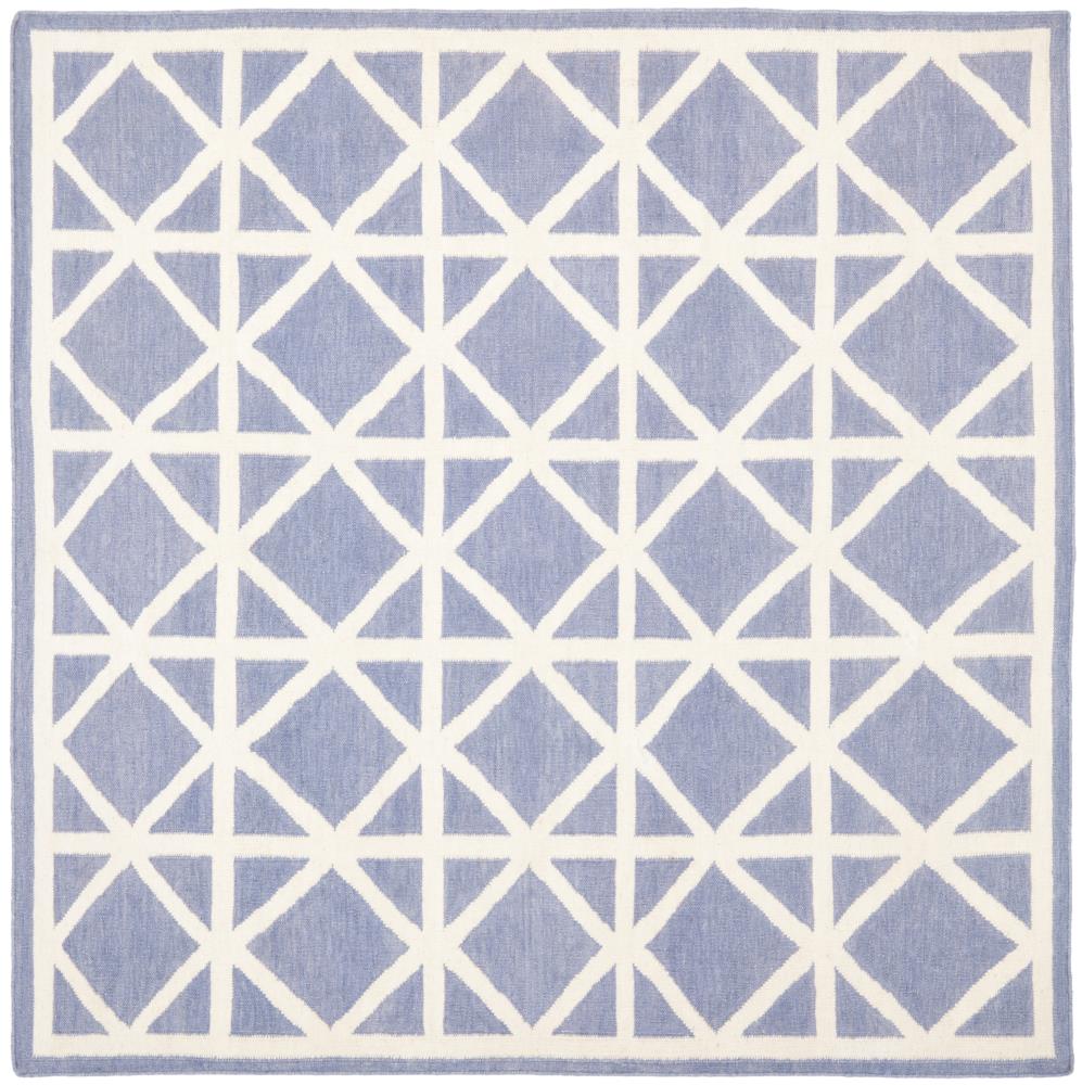 Safavieh DHU558B-6SQ Dhurries Kenley 6 x 6 (ft) Wool Purple/Ivory Square Indoor Geometric Coastal Area rug