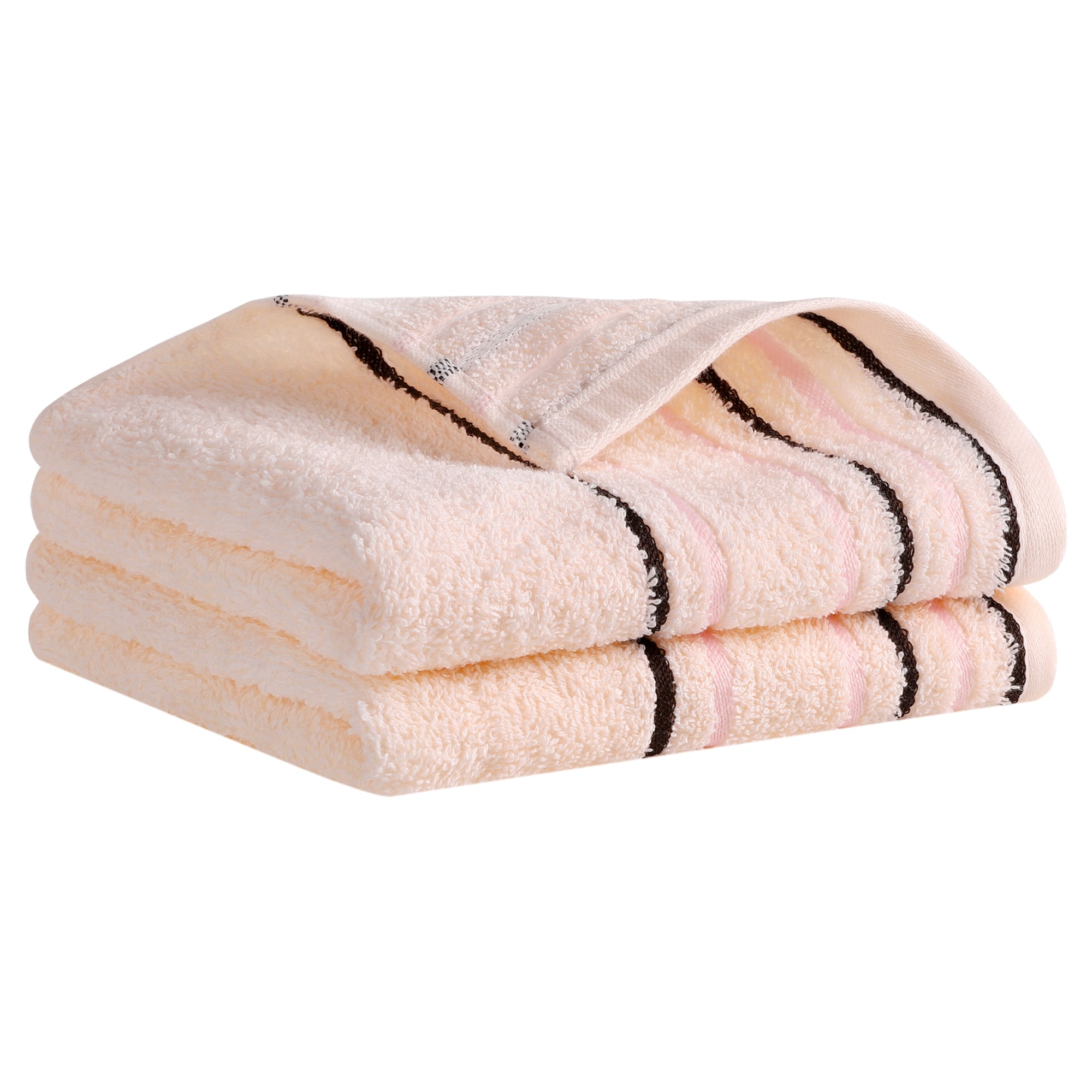 Unique Bargains Hand Towels for Bathroom Cotton Striped Pattern Absorbent Soft Decorative Hand Towel 13Inch x 27Inch-2pcs Light Pink