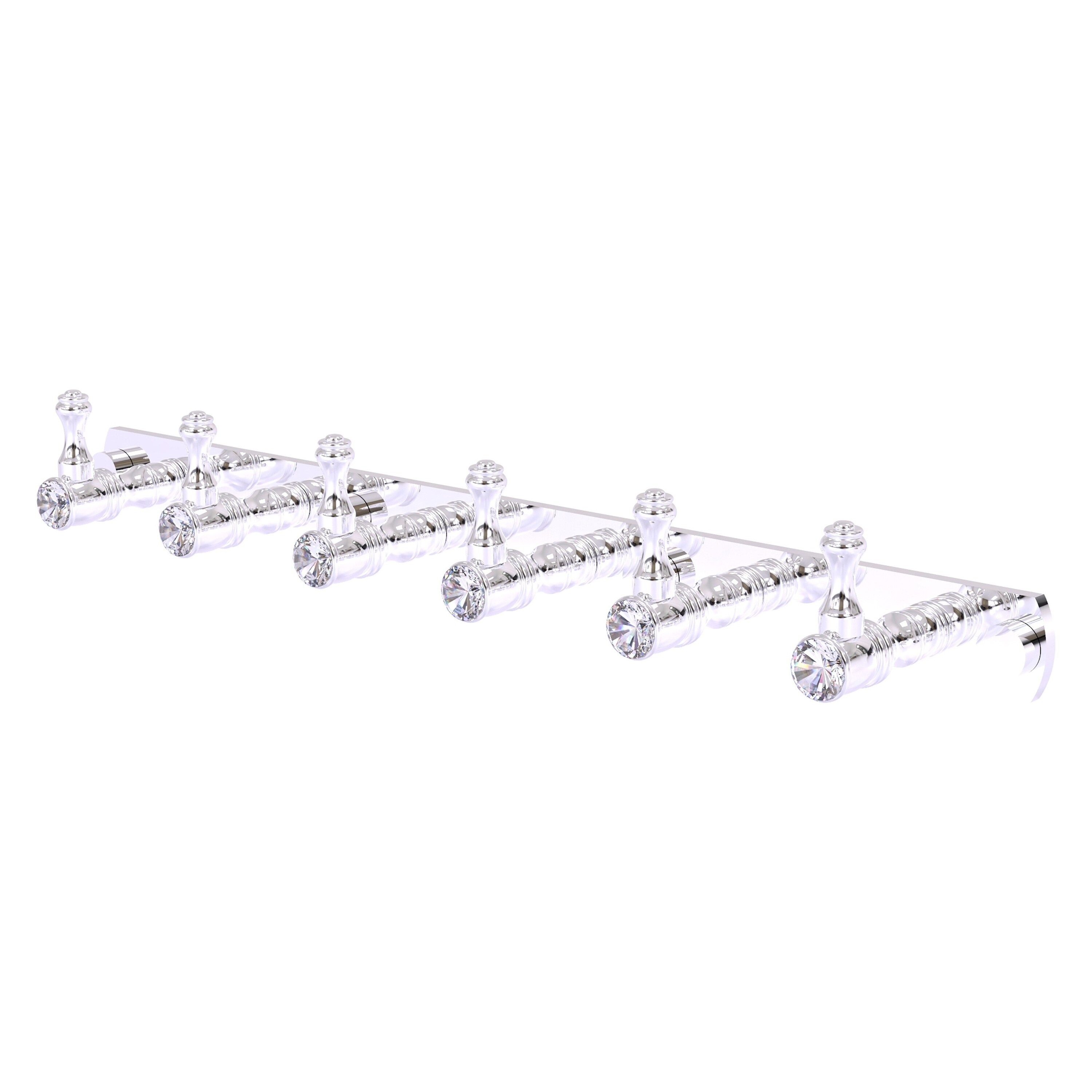 Allied Brass CC-20-6-PC Carolina Crystal Polished Chrome 6 -Hook Wall mount Towel Hook