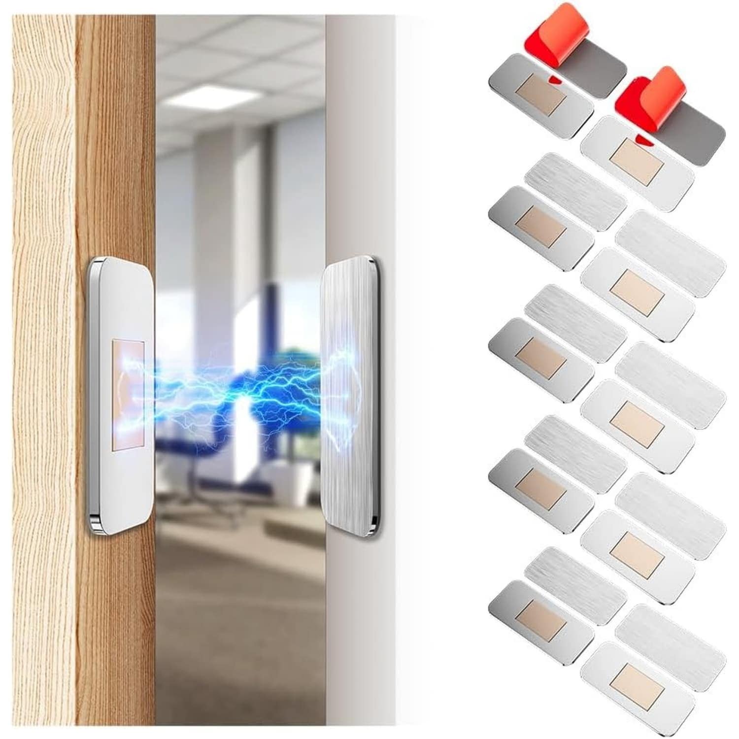OGETFUUR 10-Pack Ultra Thin Silver Magnetic Cabinet Door Catch for Cabinets Kitchen Closet Door Closing Magnetic Door Catch Closer