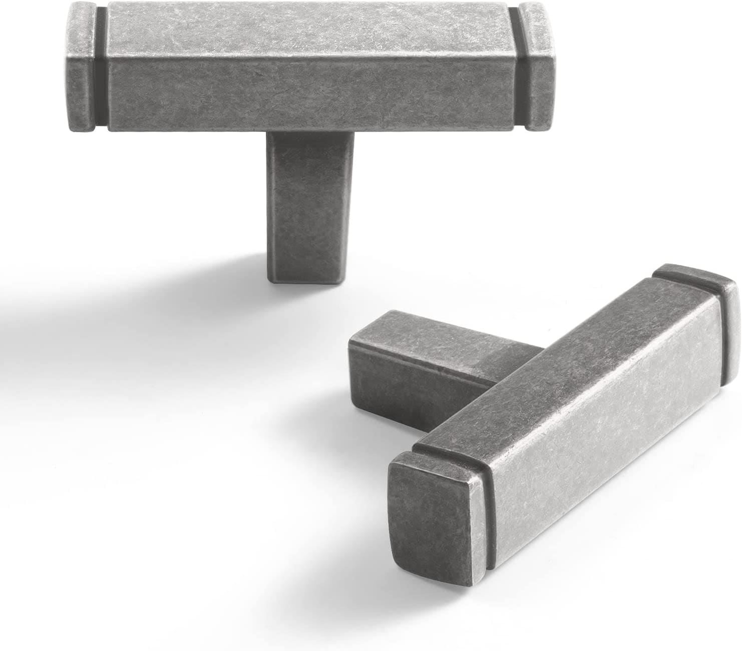 Miaokesen 1814GY-DK 1-4/5-in Antique Silver Triangular Classic Cabinet Knob 6 -Pack