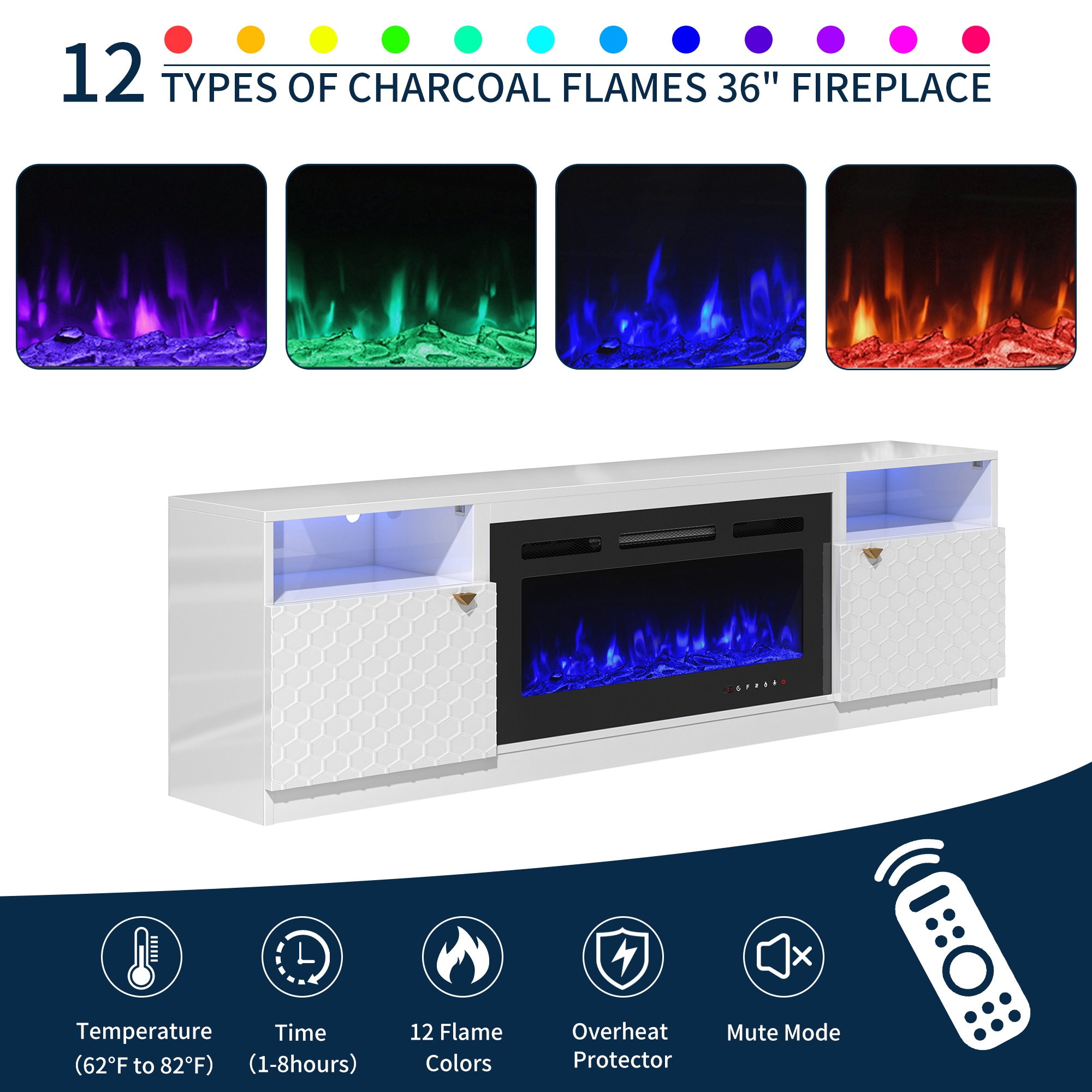 Clihome BL-JHGMA136-WH Electric-Fireplaces - View #9