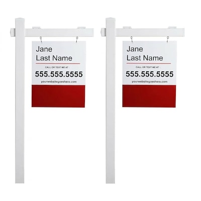 Phyfalip Vinyl PVC Real Estate Sign Post 6ft Tall White 4x4x72 Inch Yard Sign Post with 36 Inch Arm Holds 24 Inch Sign Flat Cap Heavy Duty Steel