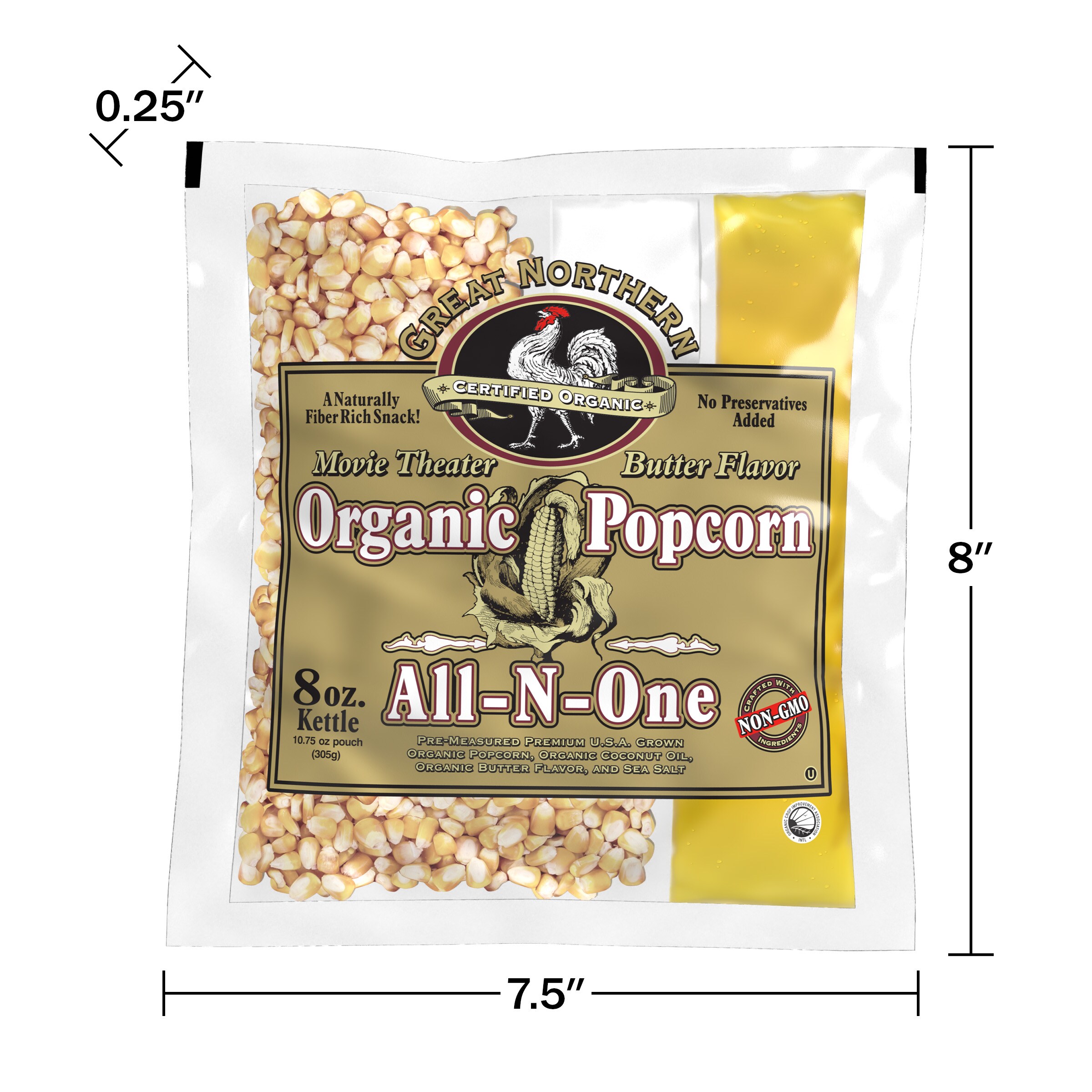 Great Northern Popcorn Organic Butter Popcorn Snack Packs - 18 Pre ...