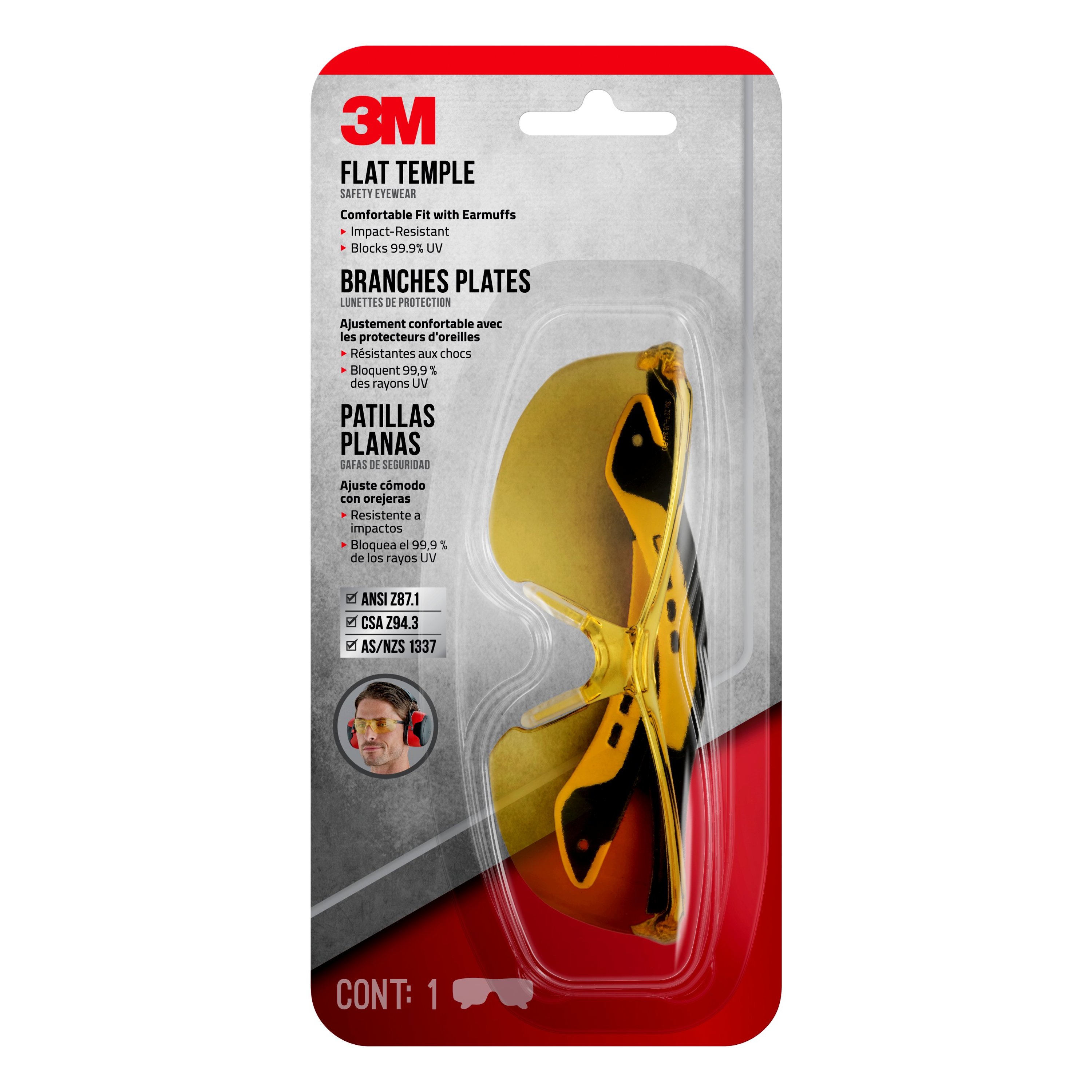 3M Flat Temple Plastic Safety glasses #47013-WV6