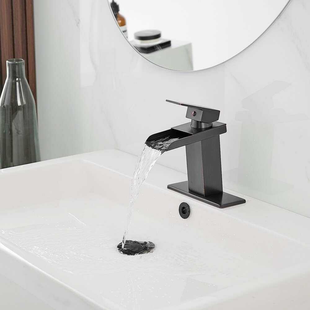 Oil-Rubbed Bronze Single-Handle Waterfall Bathroom Faucet