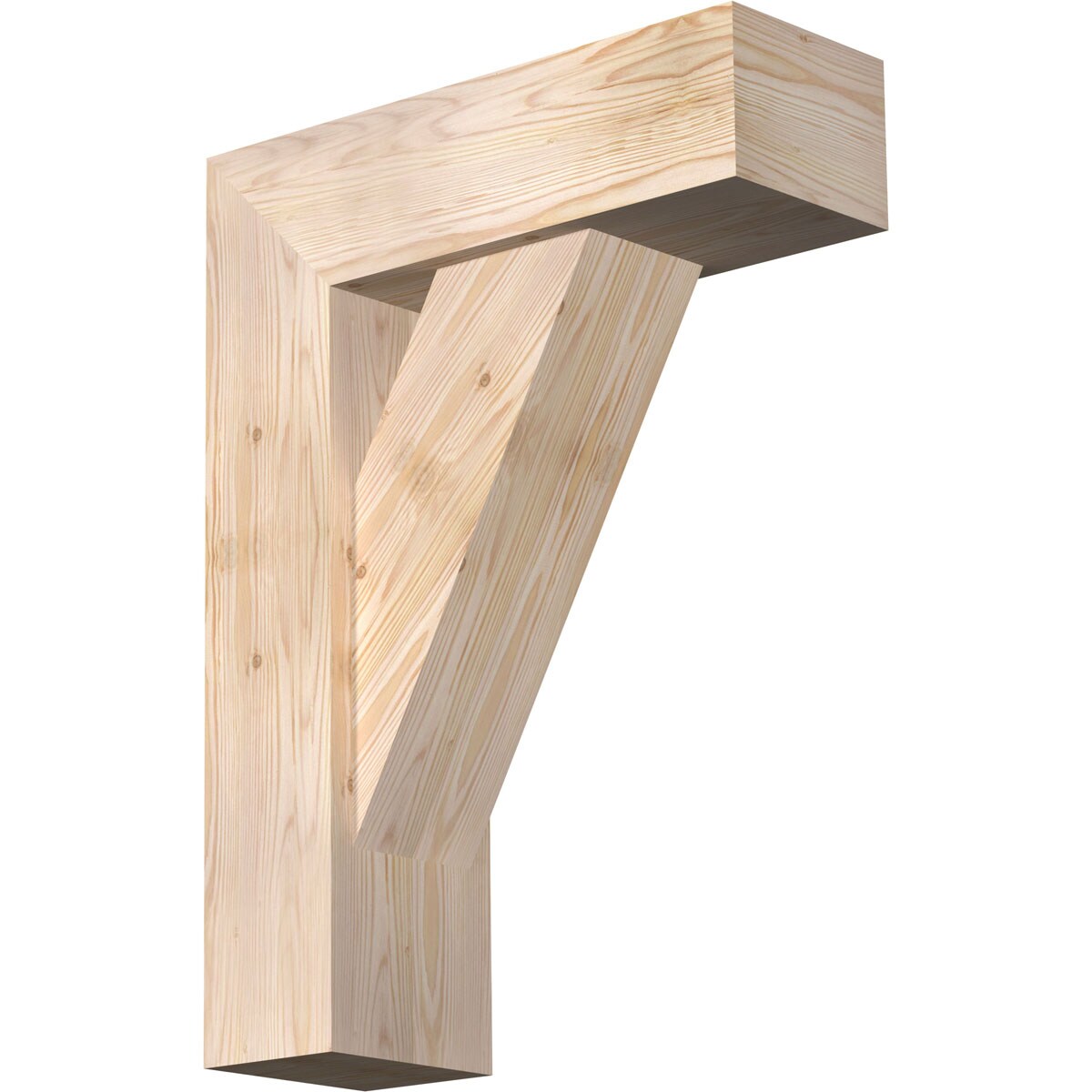 Ekena Millwork 1465072 Traditional block smooth bracket with offset brace 7-1/2-in x 22-in x 30-in Douglas fir Brown Wood Standard bracket