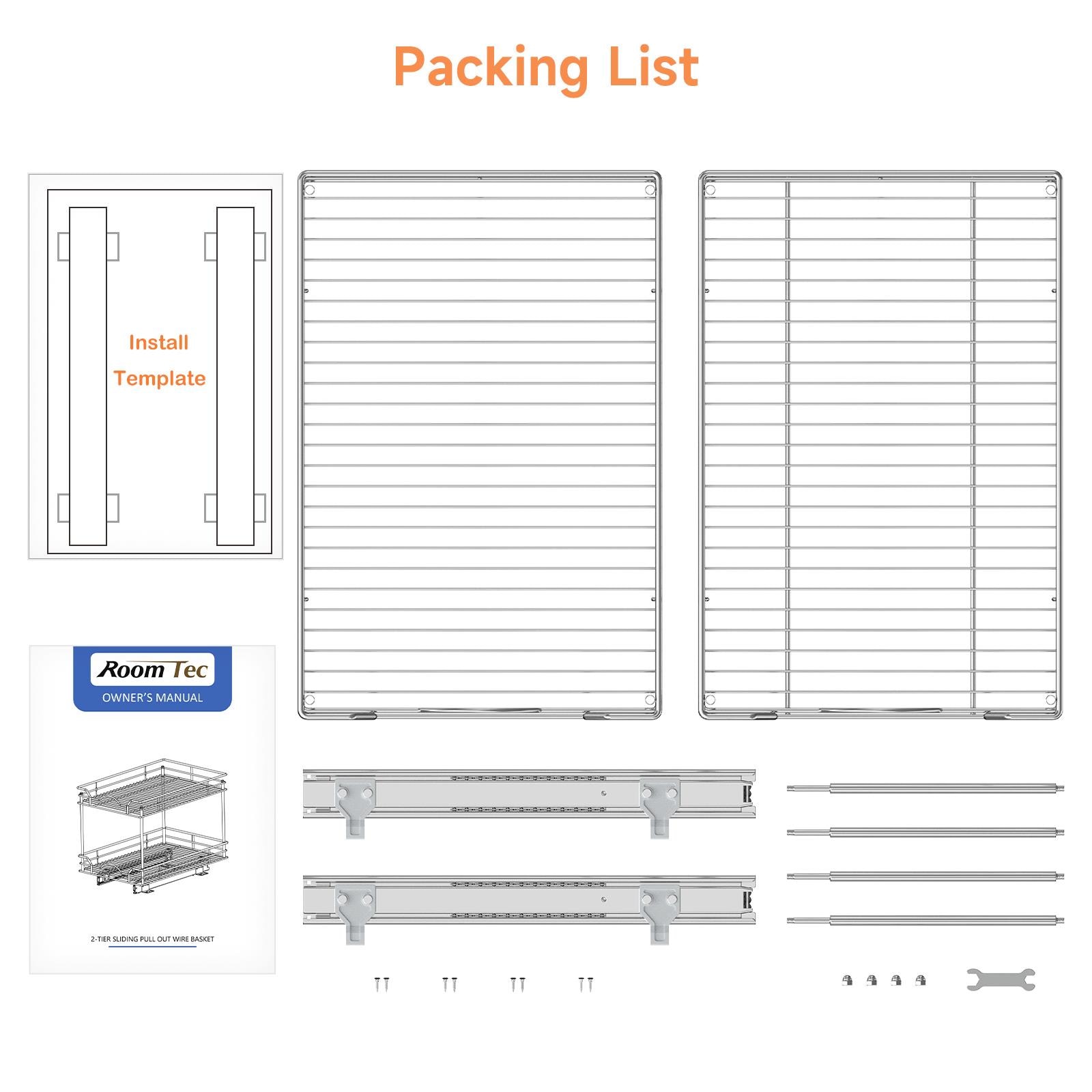 HomLux 17-in W x 16.4-in H 2-Tier Cabinet-mount Metal Soft Close Sliding Shelf Kit