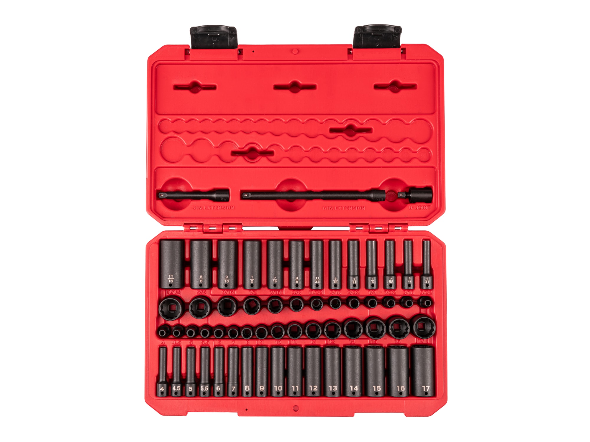 TEKTON SID90406 61 -Piece Standard (SAE) and Metric 1/4-in Drive Set 12-point Impact Socket Set