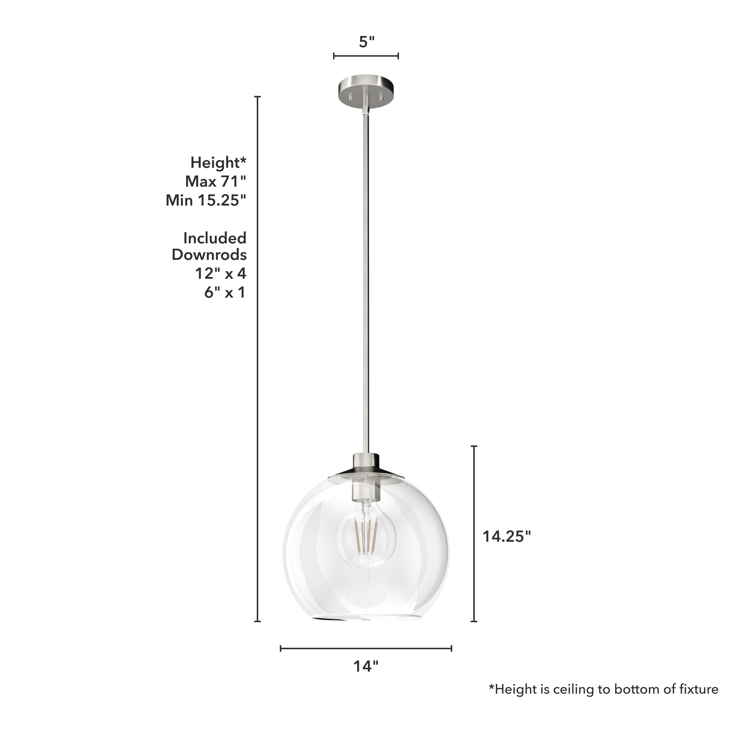 Hunter Xidane Brushed Nickel Mid-century Clear Glass Globe LED Kitchen ...