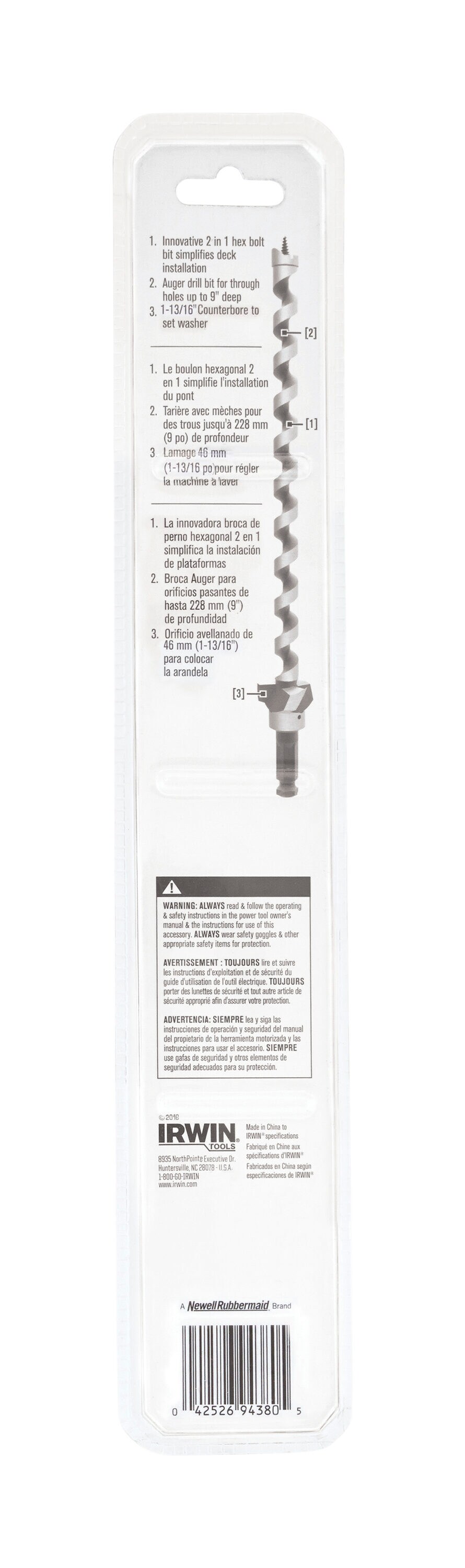 Irwin 5/8 in. D X 7.5 in. L Auger Bit Carbon Steel 1 pc