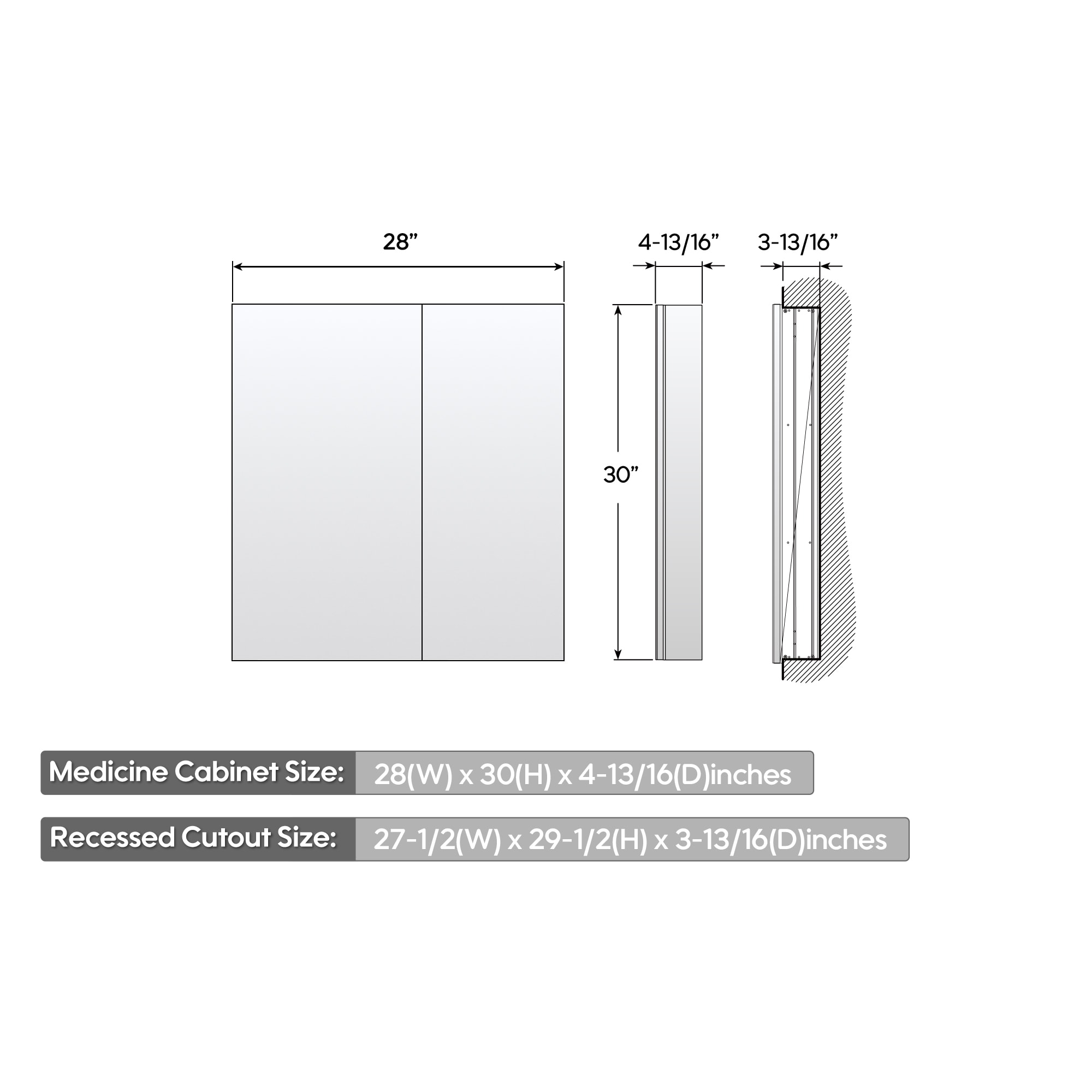 Forclover WBSG-127892 Bathroom-Medicine-Cabinets - View #11