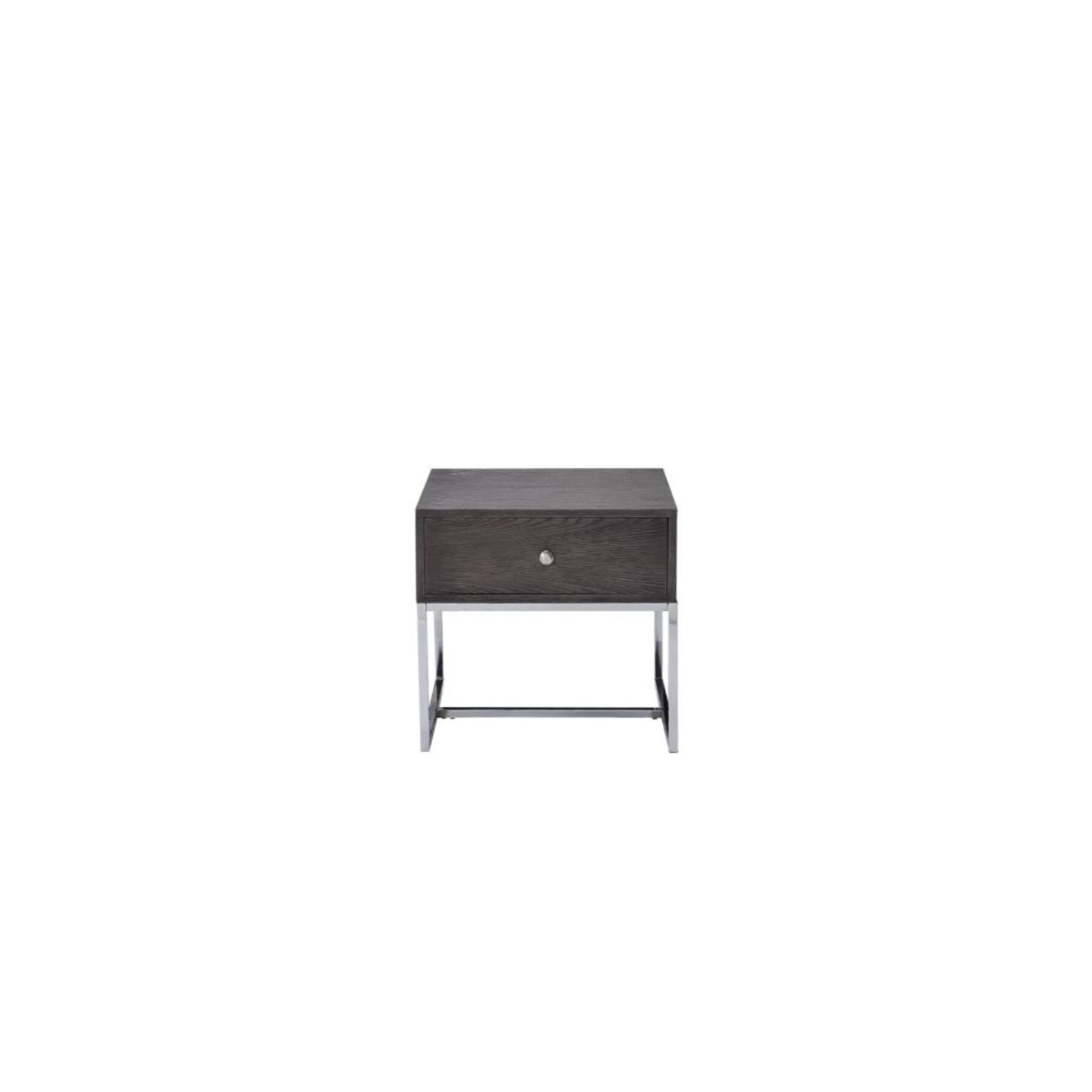 HomeRoots 4000485830 22-Inches W x 22-Inches H Gray Oak and Chrome Wood veneer Rectangular Modern End Table
