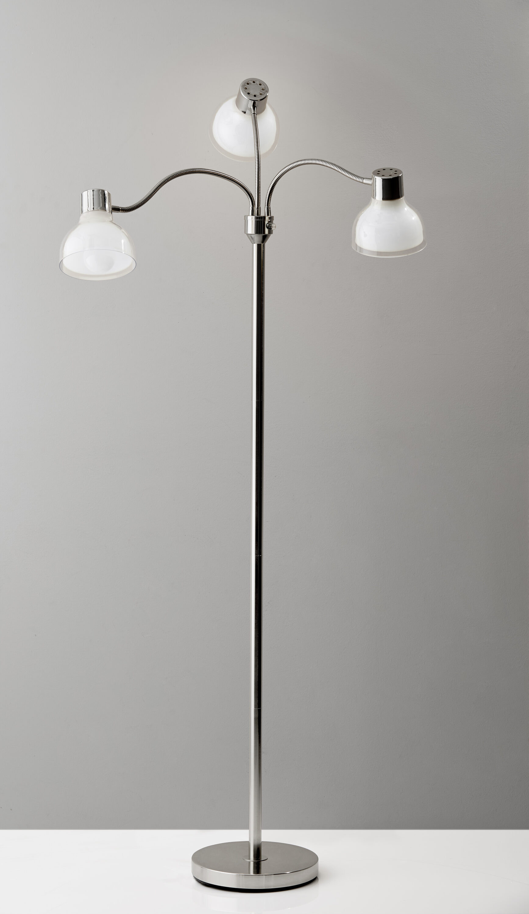 Presley 18" Polished Nickel 3-Arm Adjustable Floor Lamp