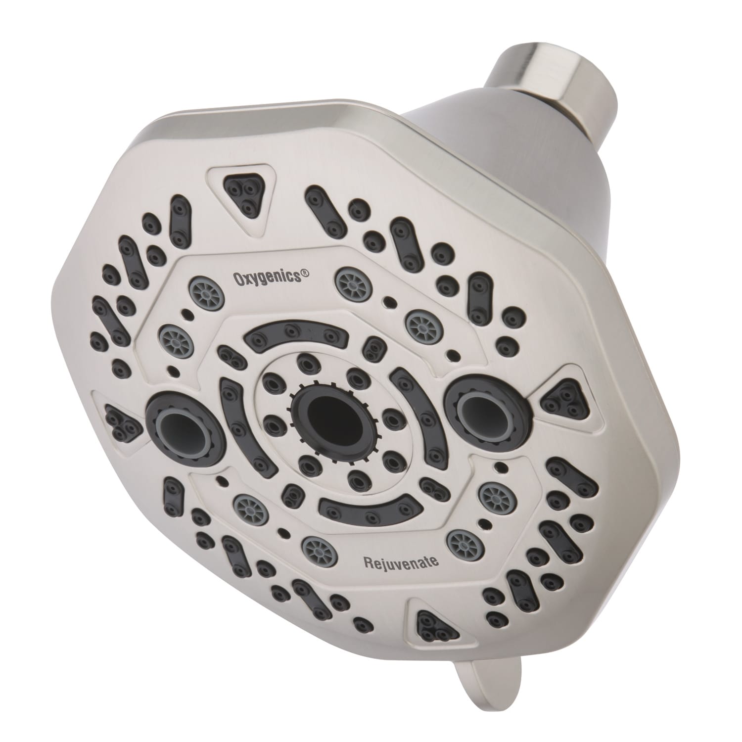 Oxygenics 82568 Rejuvenate 10.0 -Spray Brushed Nickel 4-in Octagonal Dual/Combo High Pressure Shower Head 2 GPM