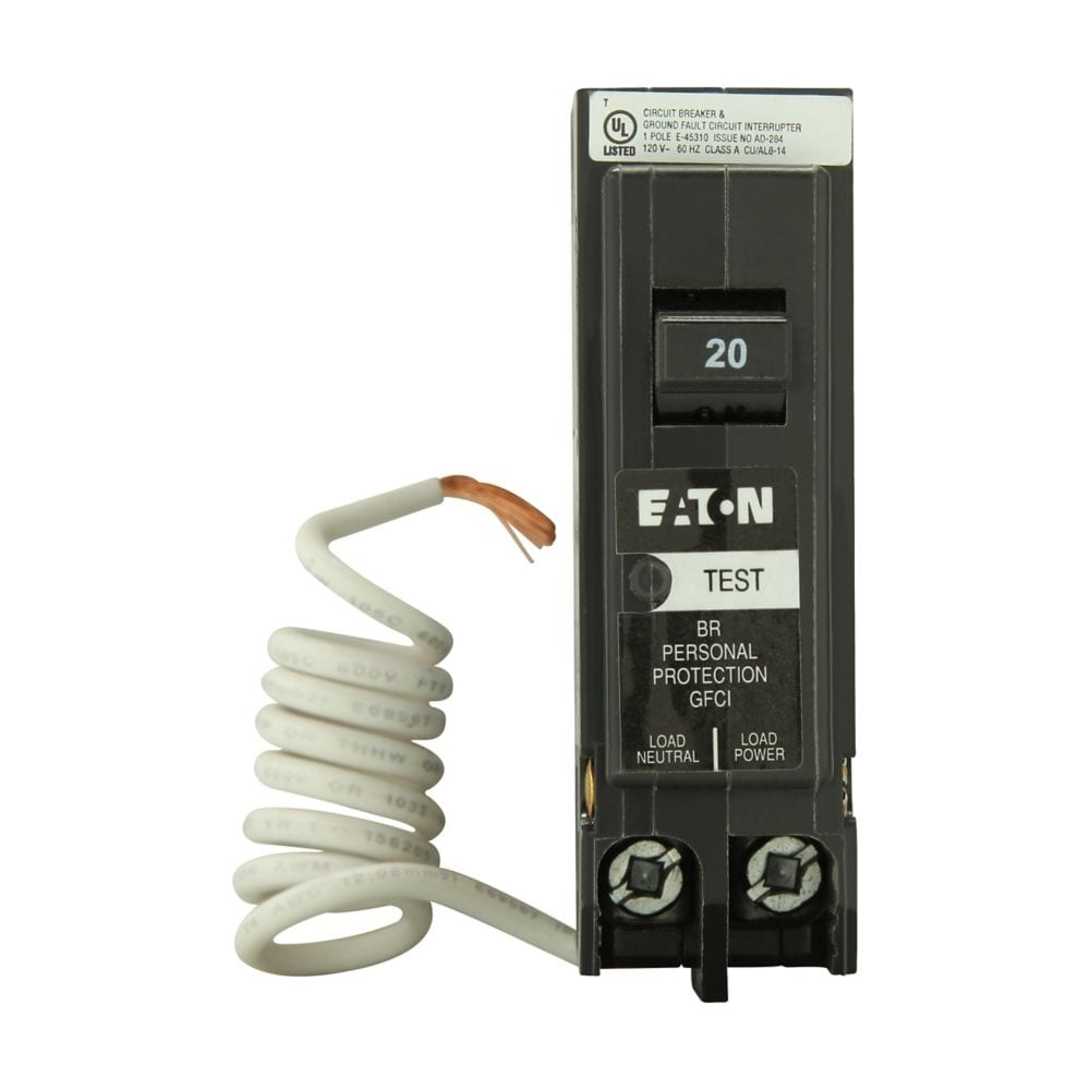 Eaton BR 20-amp 2 -Pole GFCI Plug-On Neutral Circuit Breaker