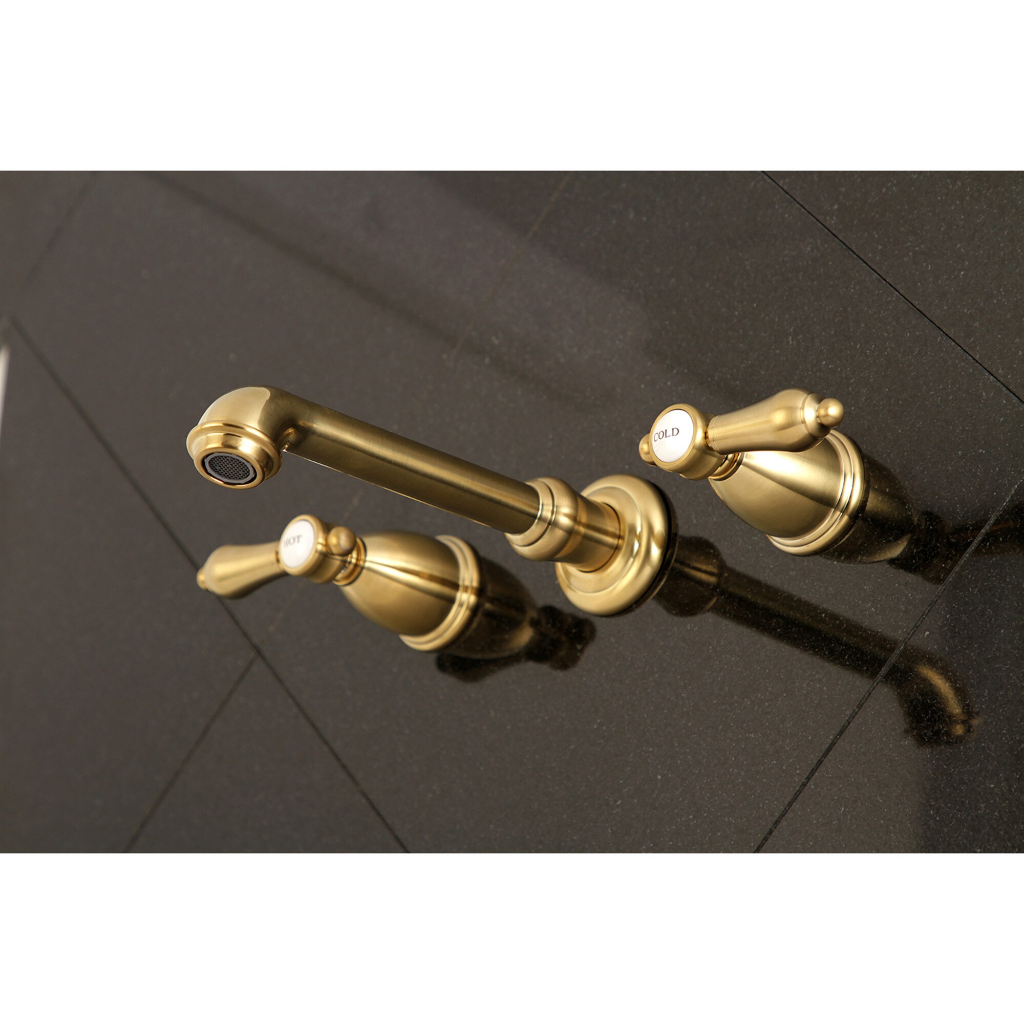 Kingston Brass WLKS7027BAL Heirloom Brushed brass 2-handle Wall-mount Low-arc Bathtub Faucet ( Valve Included )