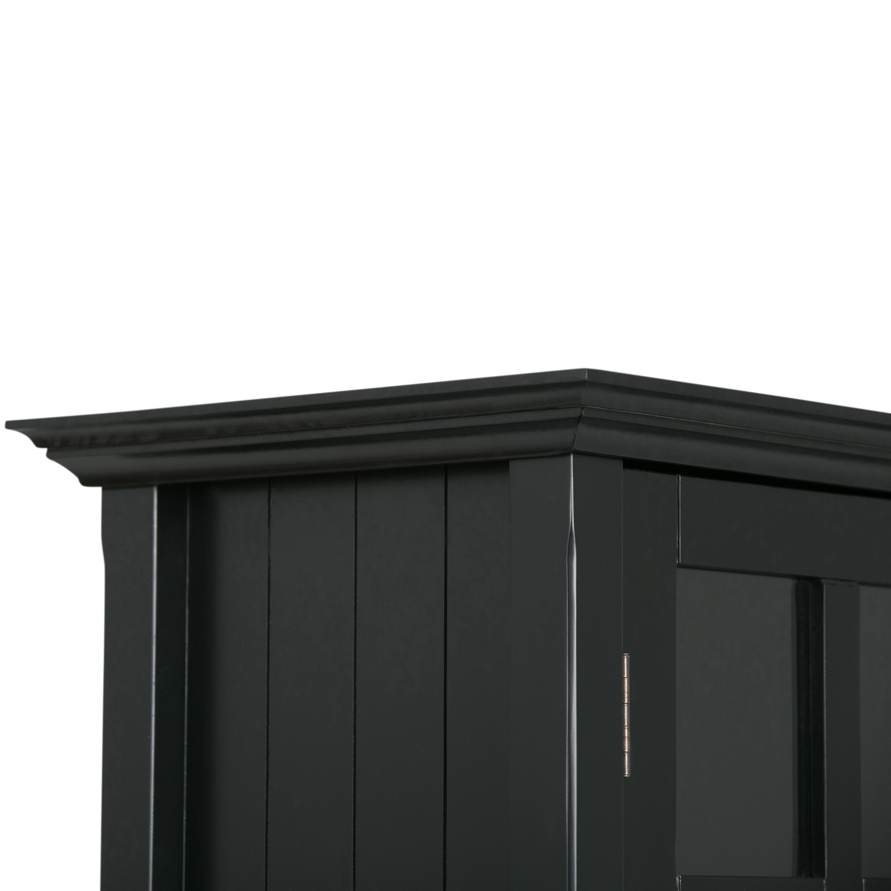 Acadian 39" Black Solid Pine Freestanding Storage Cupboard with Adjustable Shelves