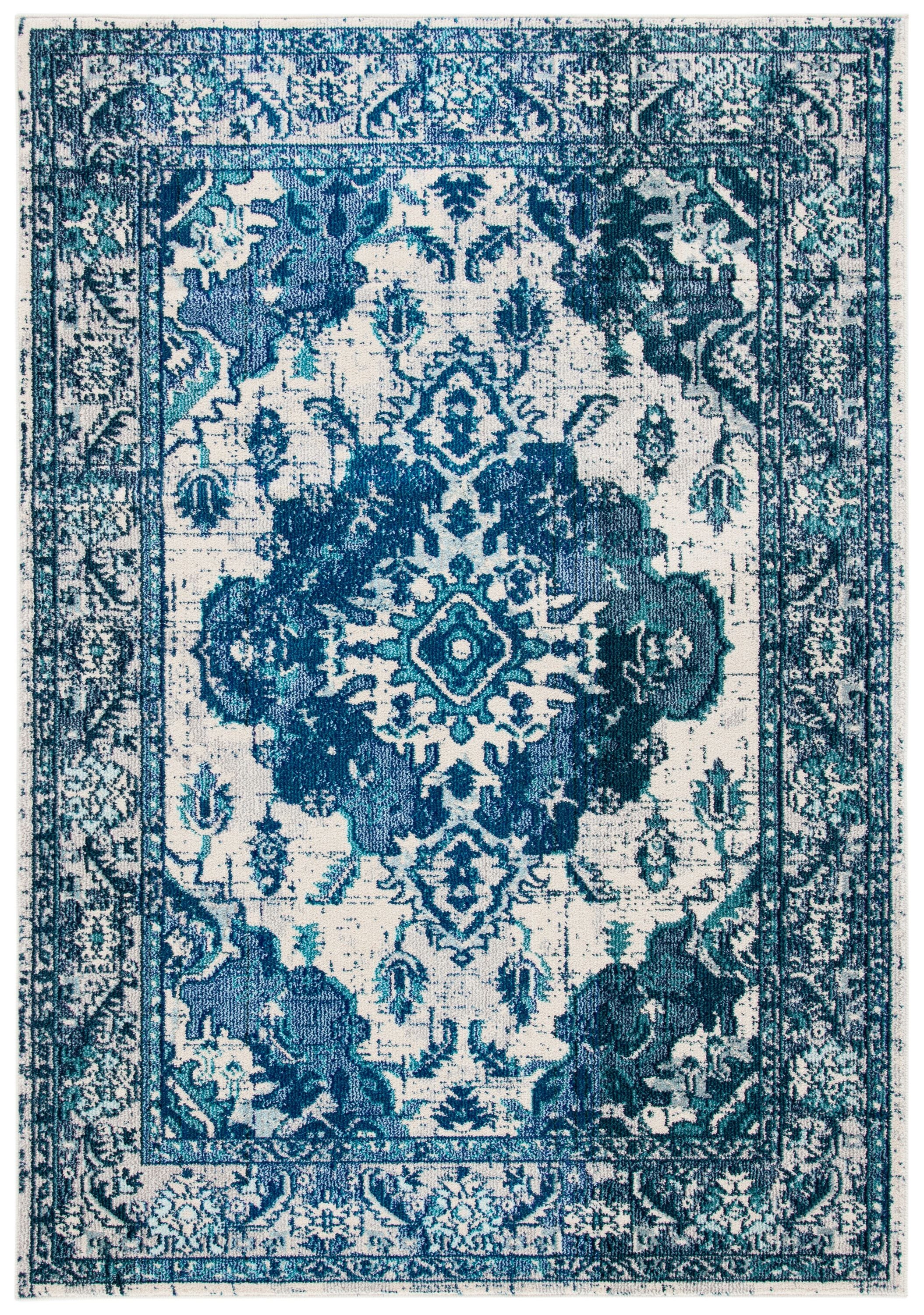 Safavieh MNC243A-810 Monaco 8 x 10 (ft) Loomed Polypropylene Ivory/Blue Rectangular Indoor Distressed/Overdyed Oriental Area rug