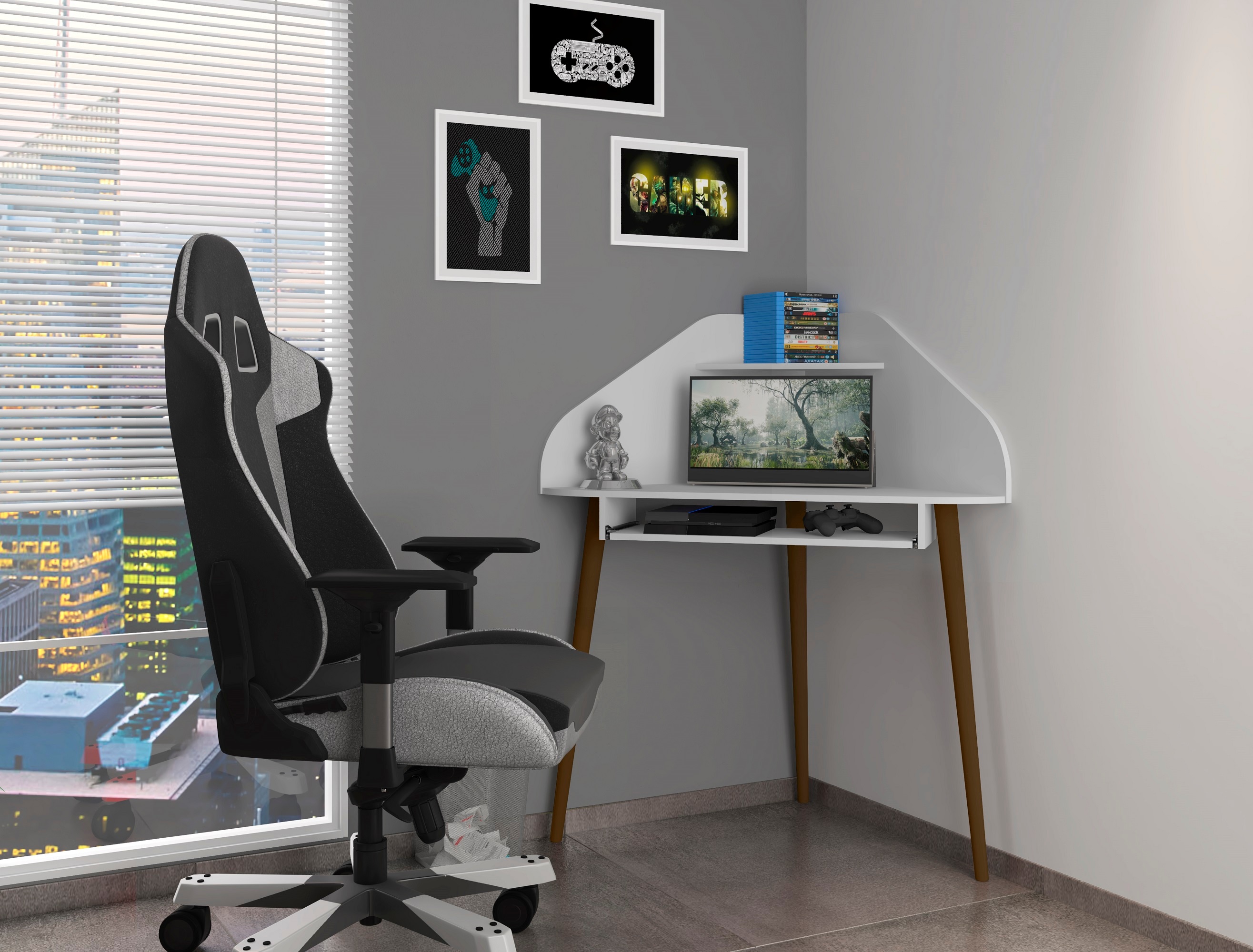 Manhattan Comfort 229BMC6 Bradley 43.98-in White Modern/Contemporary Computer desk