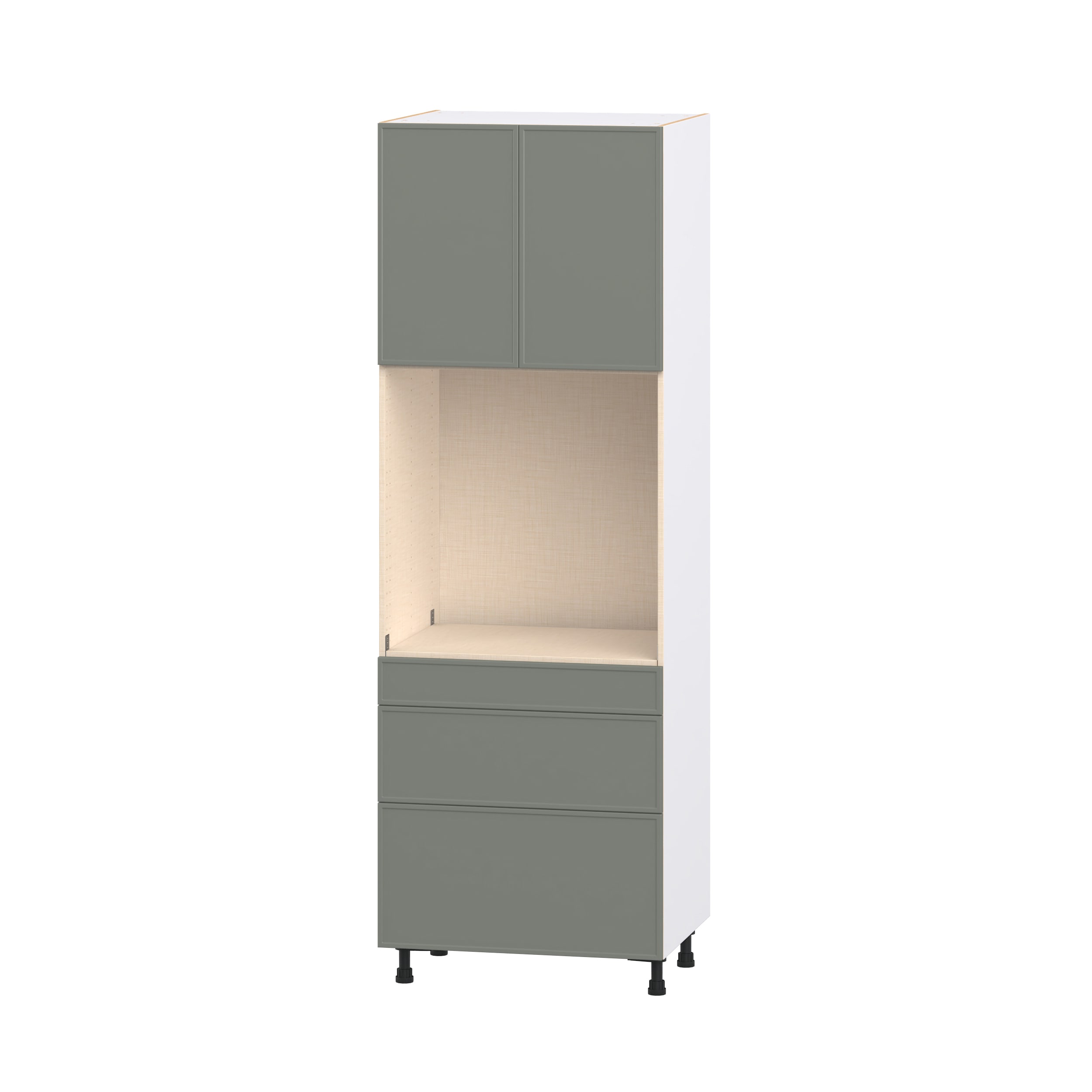 Hugo&Borg Concord 30-in W x 89.5-in H x 24.66-in D Moss Green Painted Single Oven Base Fully Assembled Cabinet Flat Panel Slim shaker
