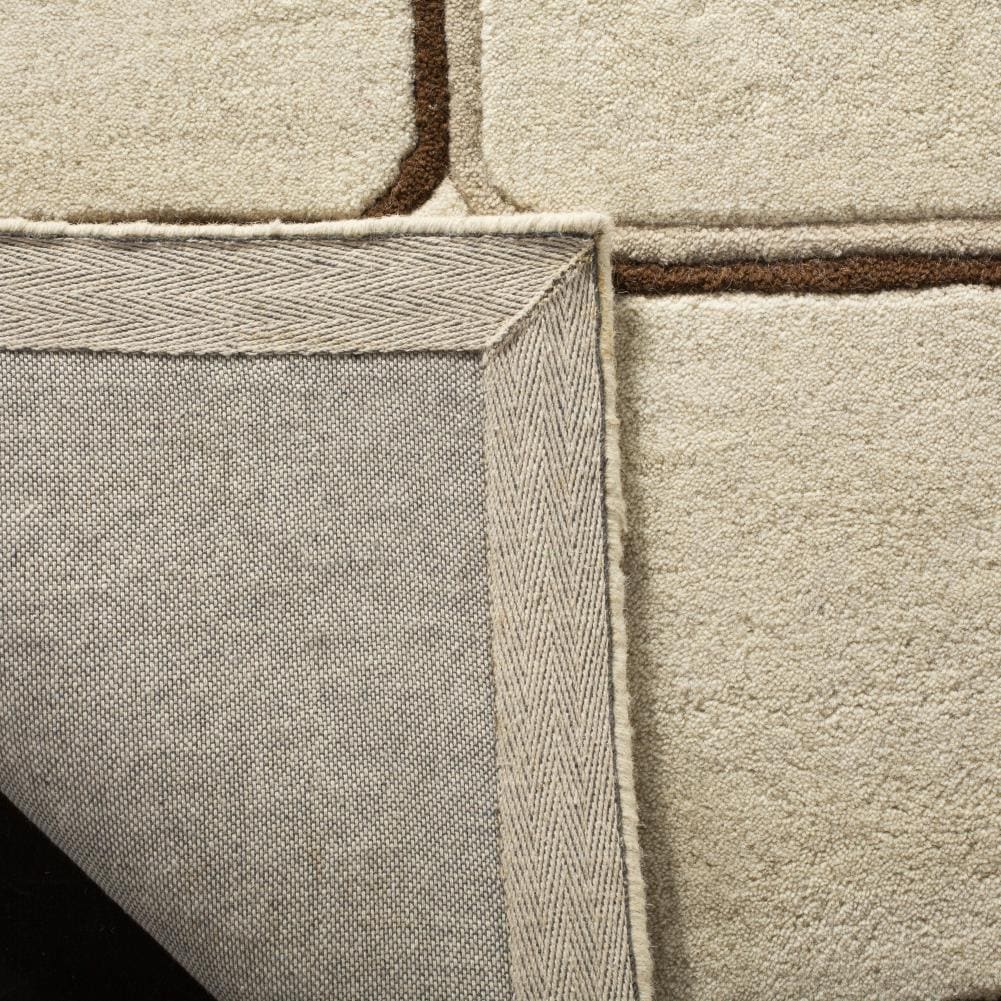 Ivory Geometric Tufted Wool and Viscose Area Rug, 5' x 8'