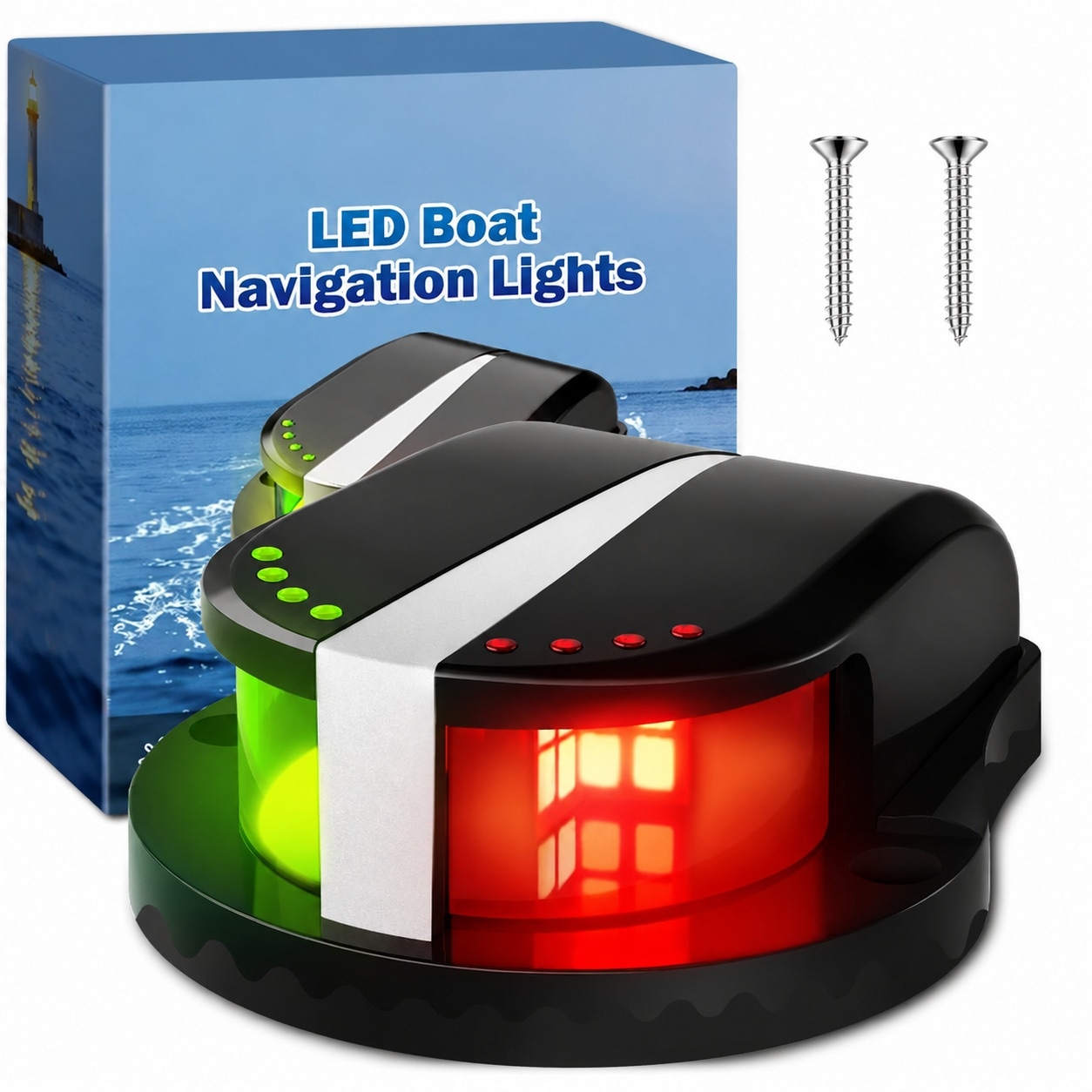 Oyezvary  Boat Navigation Lights LED Red and Green Marine Navigation Lights for Boats Waterproof IP67 12V Bi Color Bow Light for Pontoon Fishing