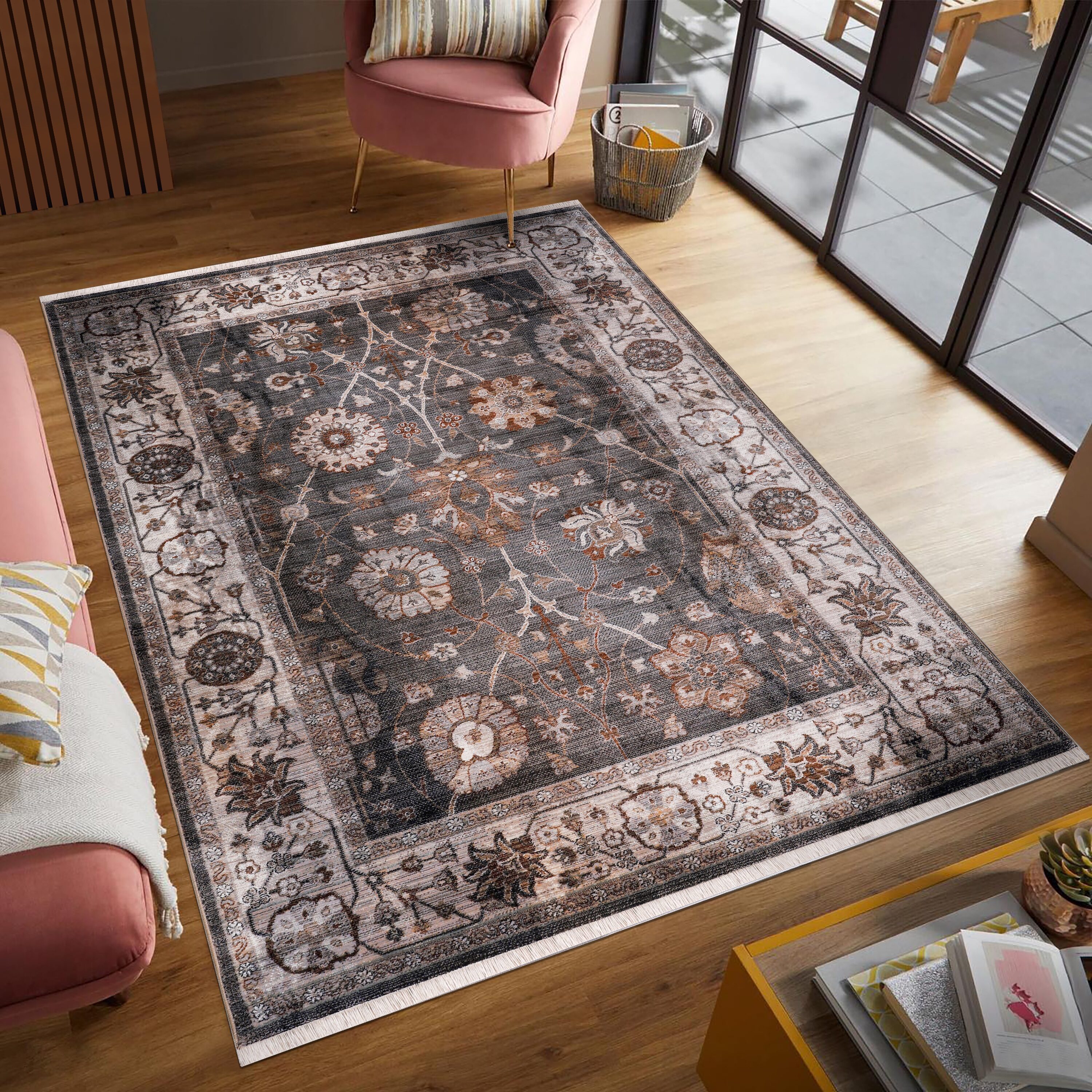 MDA Rugs AA12810 Anna 8 x 10 (ft) Polypropylene Beige and Gray Rectangular Indoor Abstract Area rug