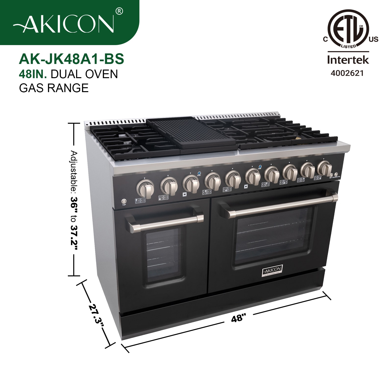 Akicon AK-JK48A1-BS Double-Oven-Gas-Ranges - View #6