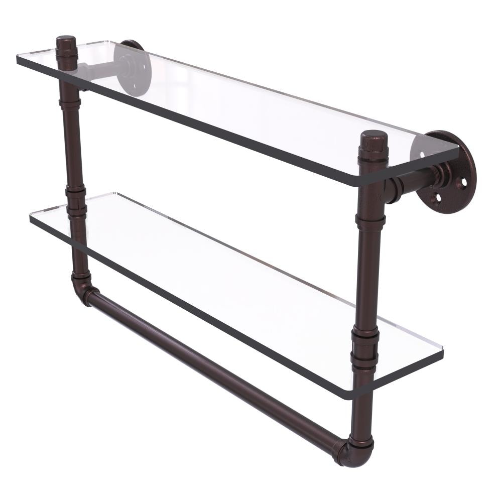 Allied Brass P-430-22-DGSTB-ABZ Pipeline Antique Bronze 2 -Tier Metal Wall mount Bathroom Shelf ( 22-in x 13.2-in x 5-in )