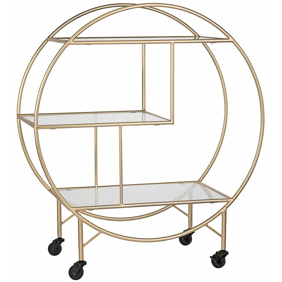Design Toscano 32.5-in x 36.5-in Gold Round Bar Cart in the Home Bars ...