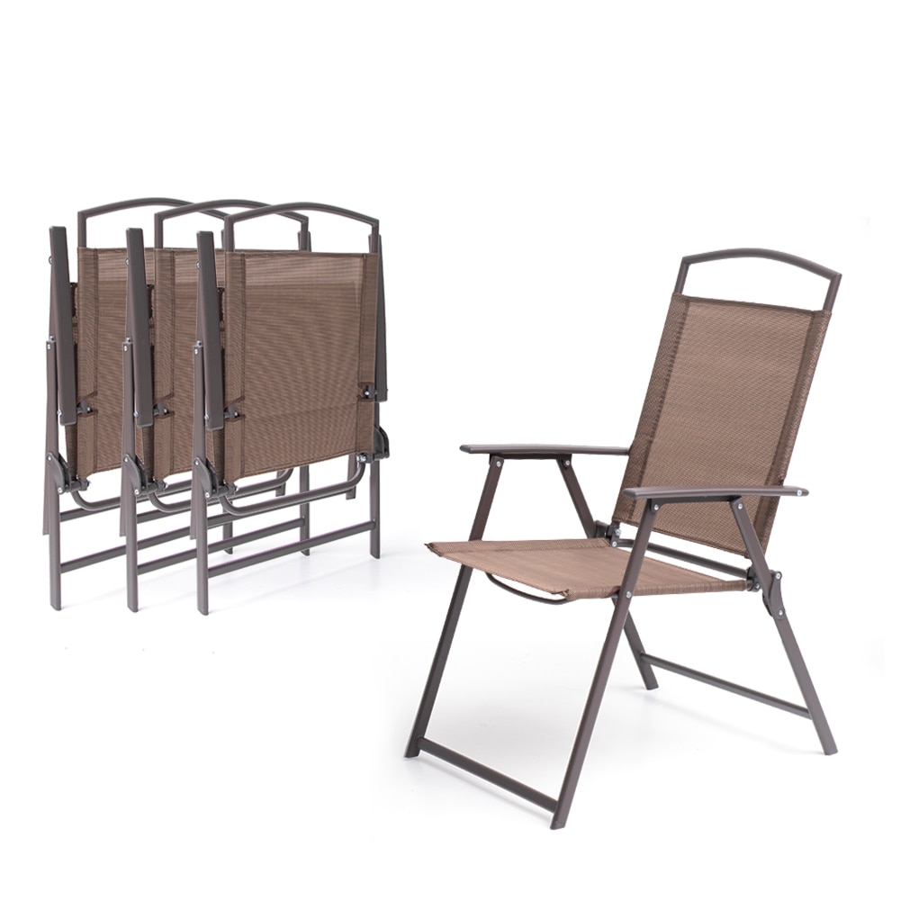4PCS Outdoor Garden Patio Furniture Folding Brown Rattan Wicker Dining Chairs US 