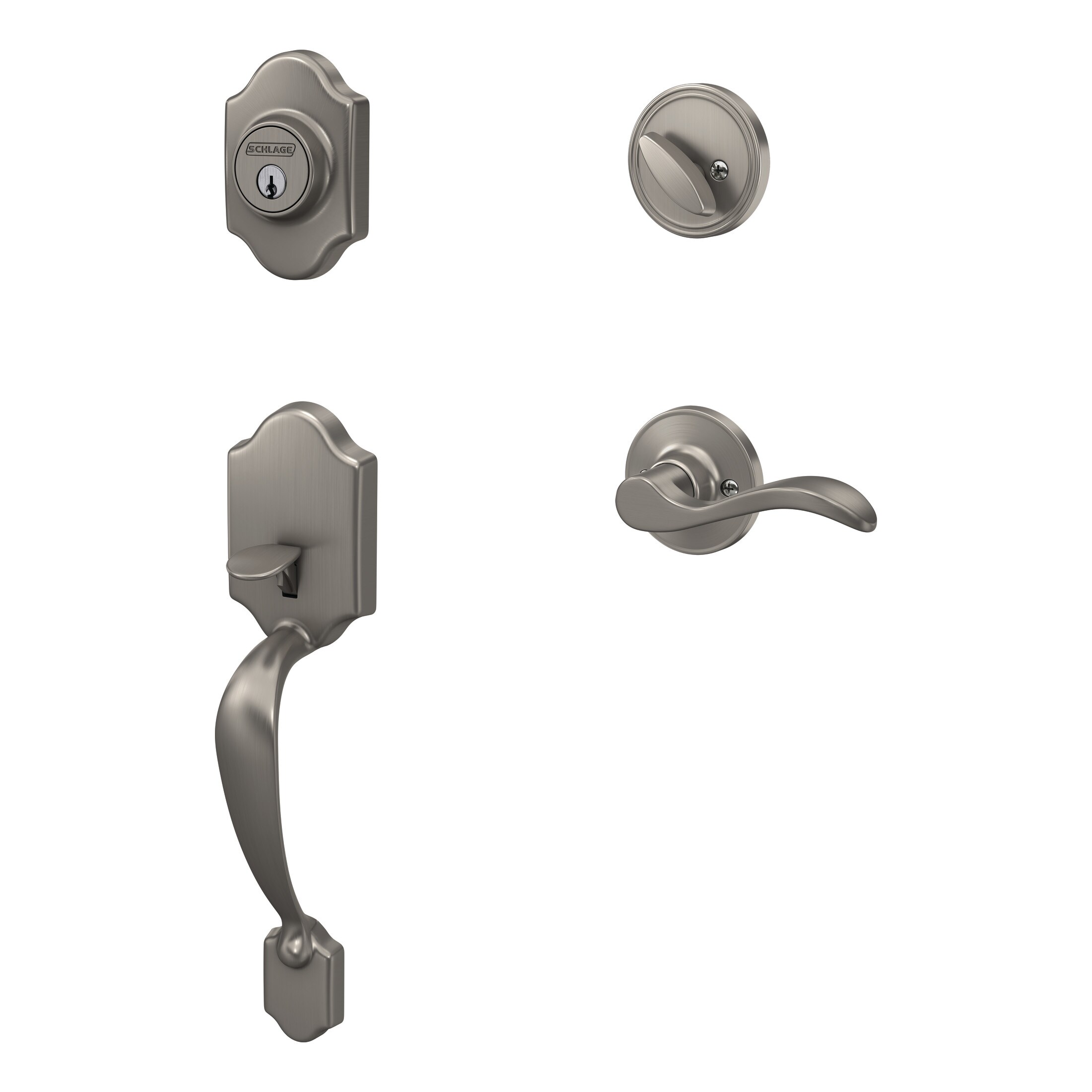 Schlage Century-Latitude Satin Brass Entry Door Handleset with